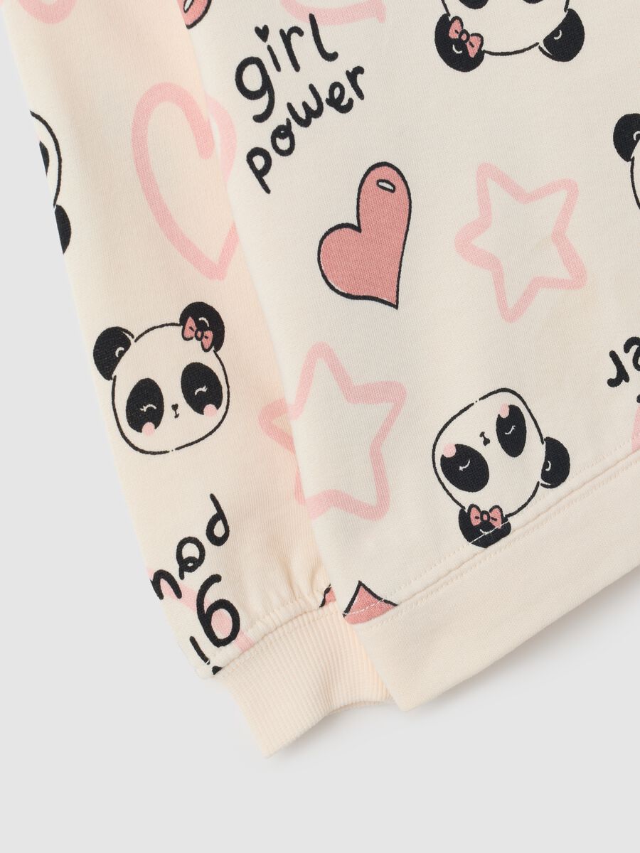 Felpa da bambina in puro cotone beige regular fit con stampa_3