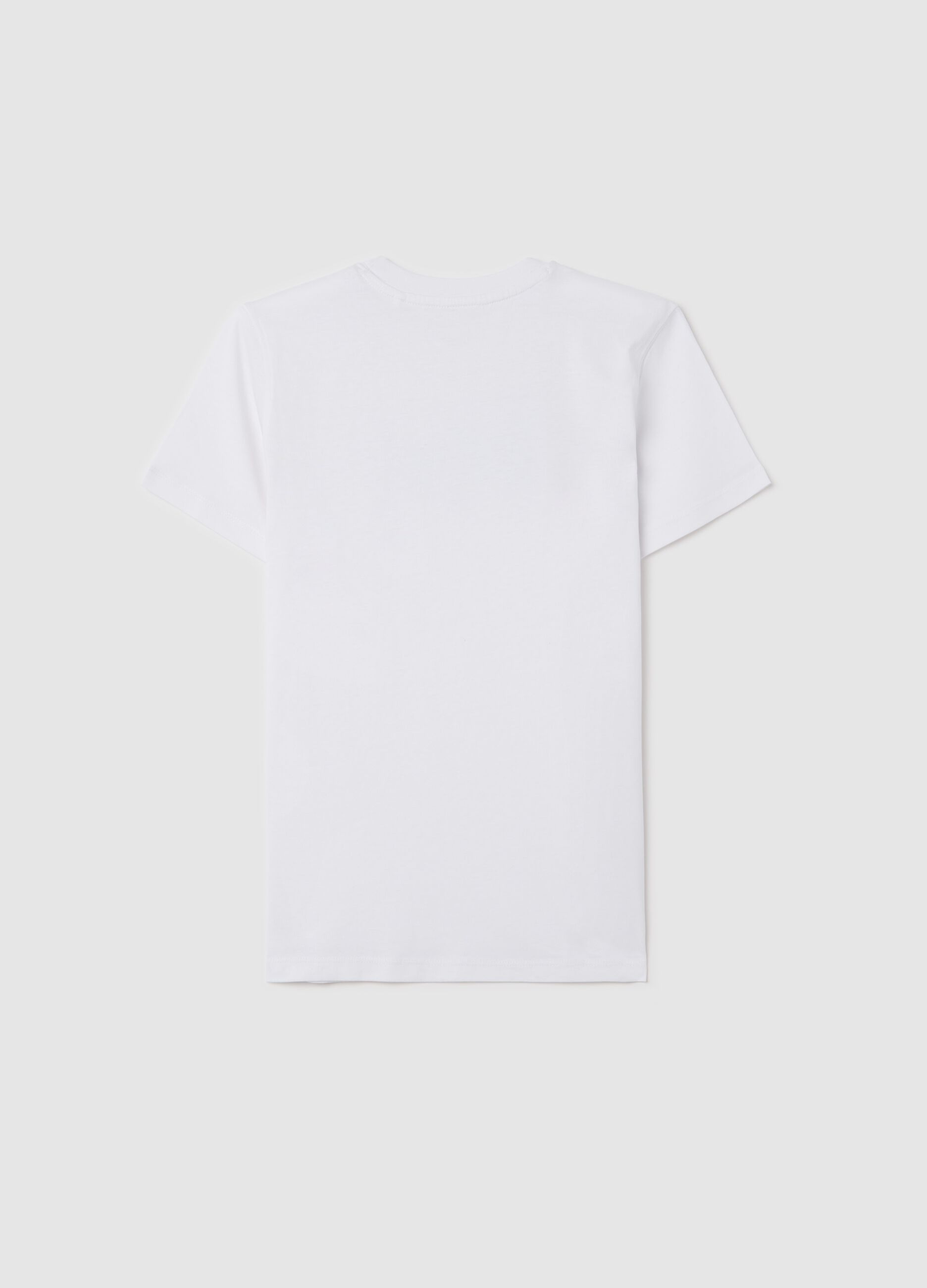 White T-shirt in cotton with "Rebel" print