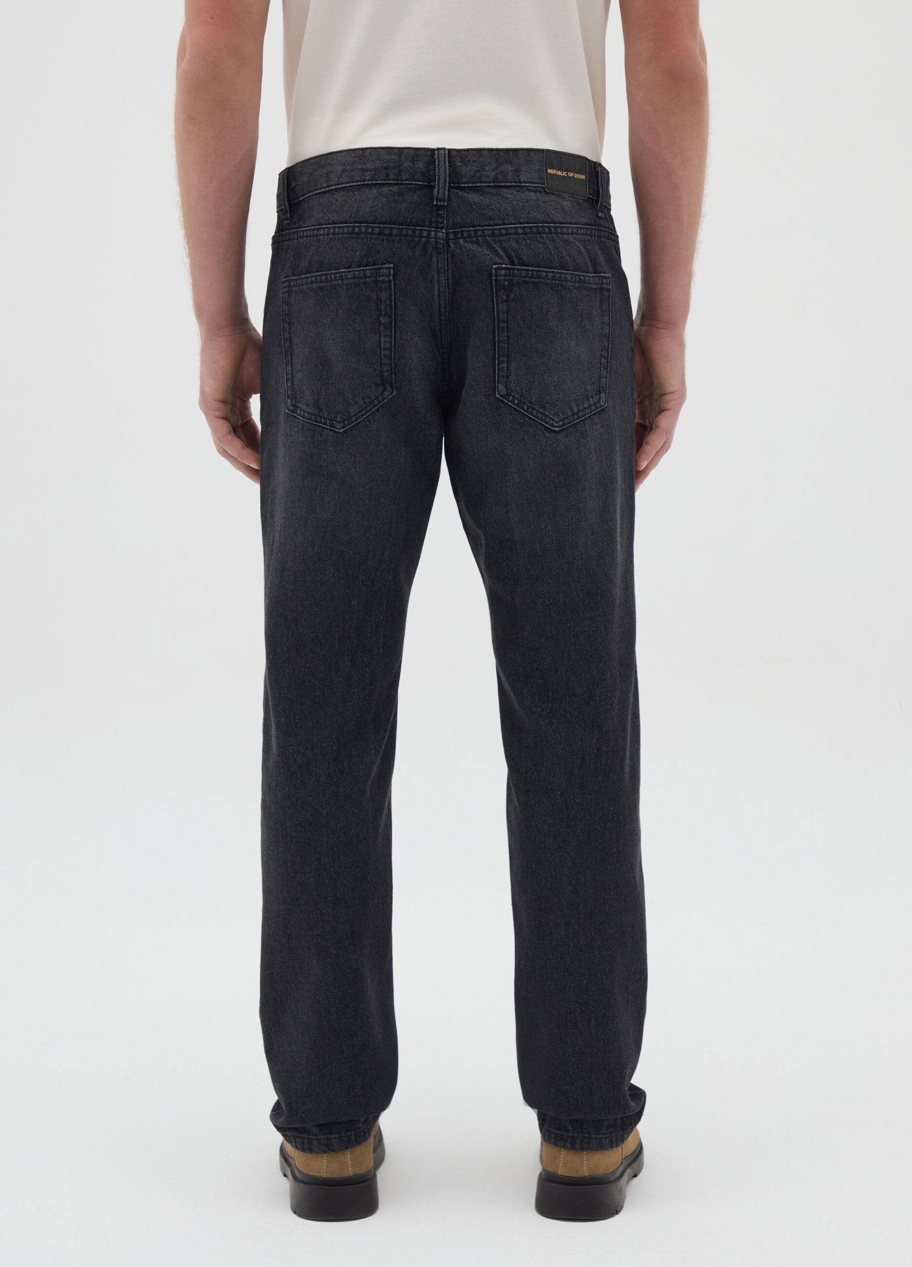 Black Pure Cotton Jeans Regular Fit