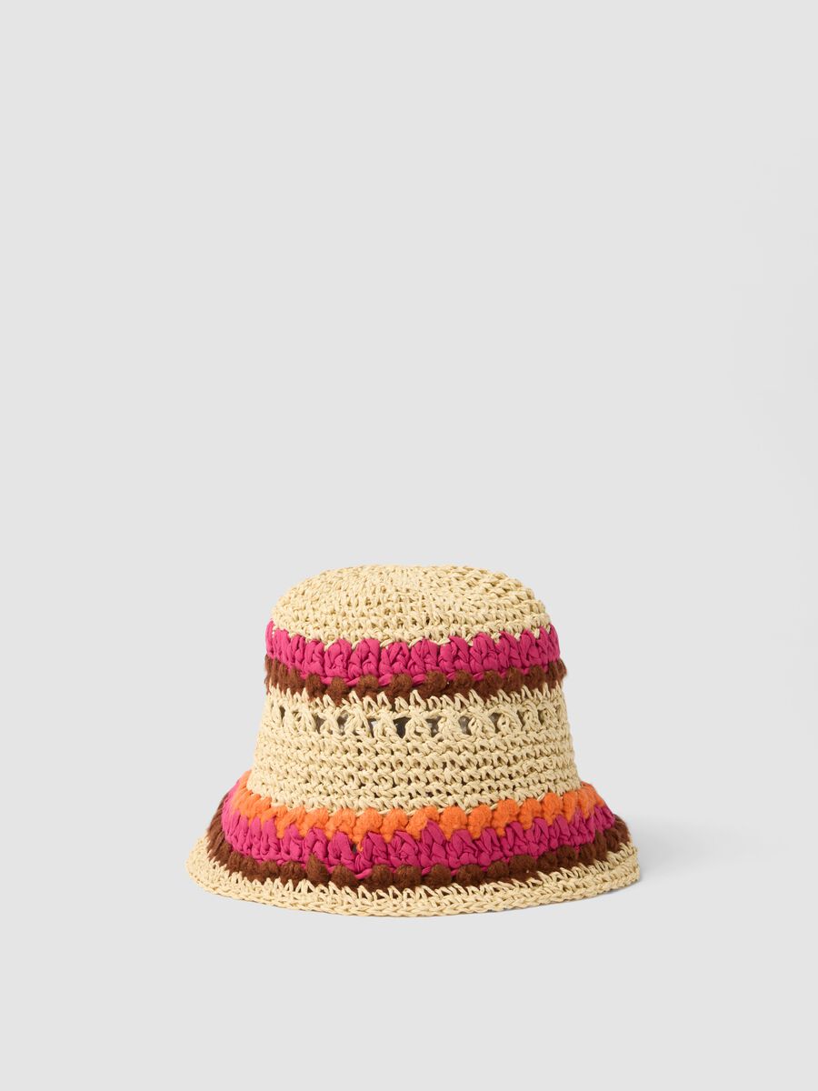 Multicolour paper and cotton blend bucket hat_0