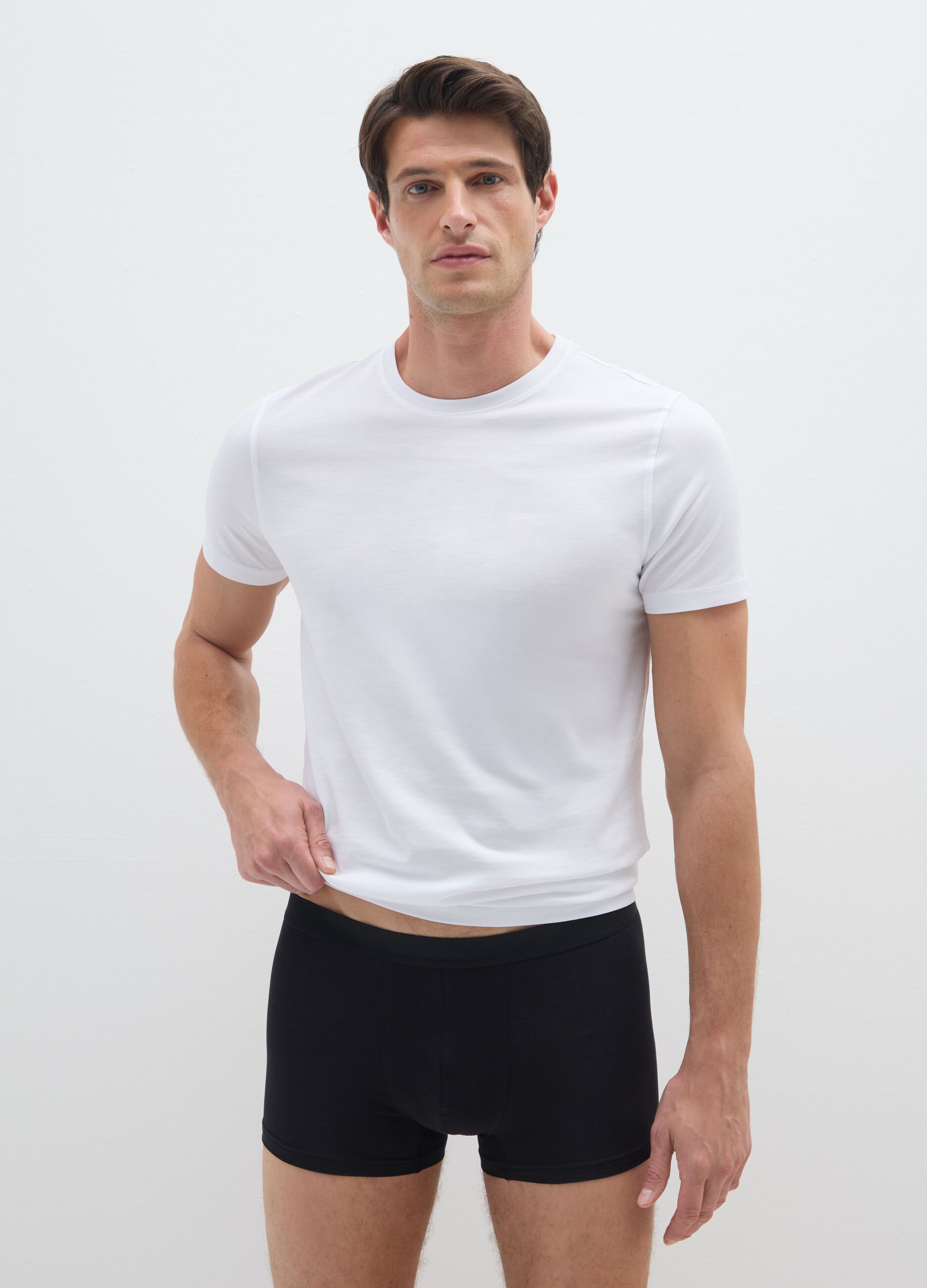 Tripack stretch cotton black boxer shorts regular fit