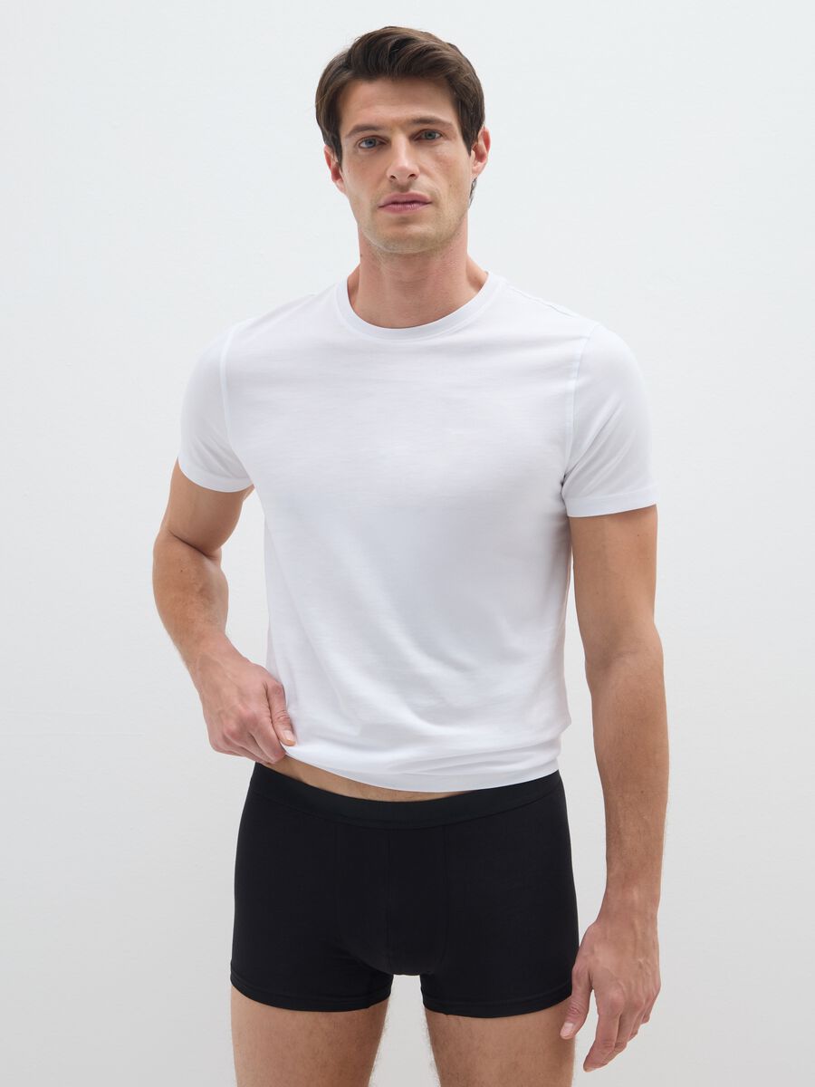Tripack stretch cotton black boxer shorts regular fit_0