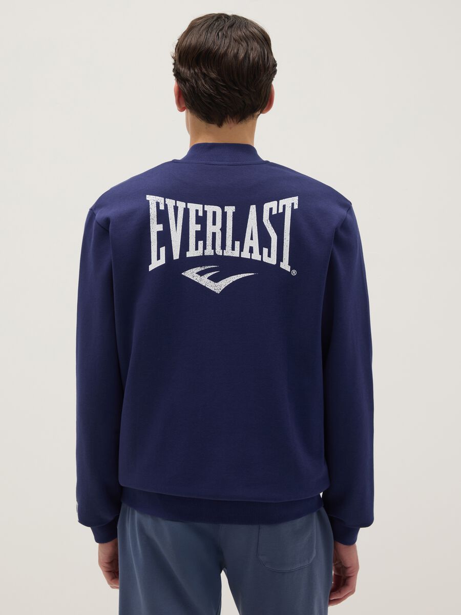 Blue cotton blend jacket regular fit with buttons and Everlast logo_2
