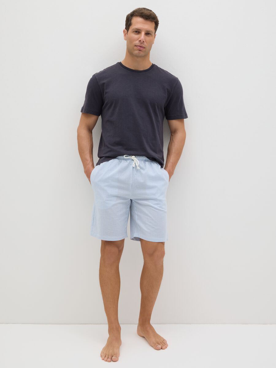 Men's multicolour pure cotton shorts, regular fit with drawstring_0