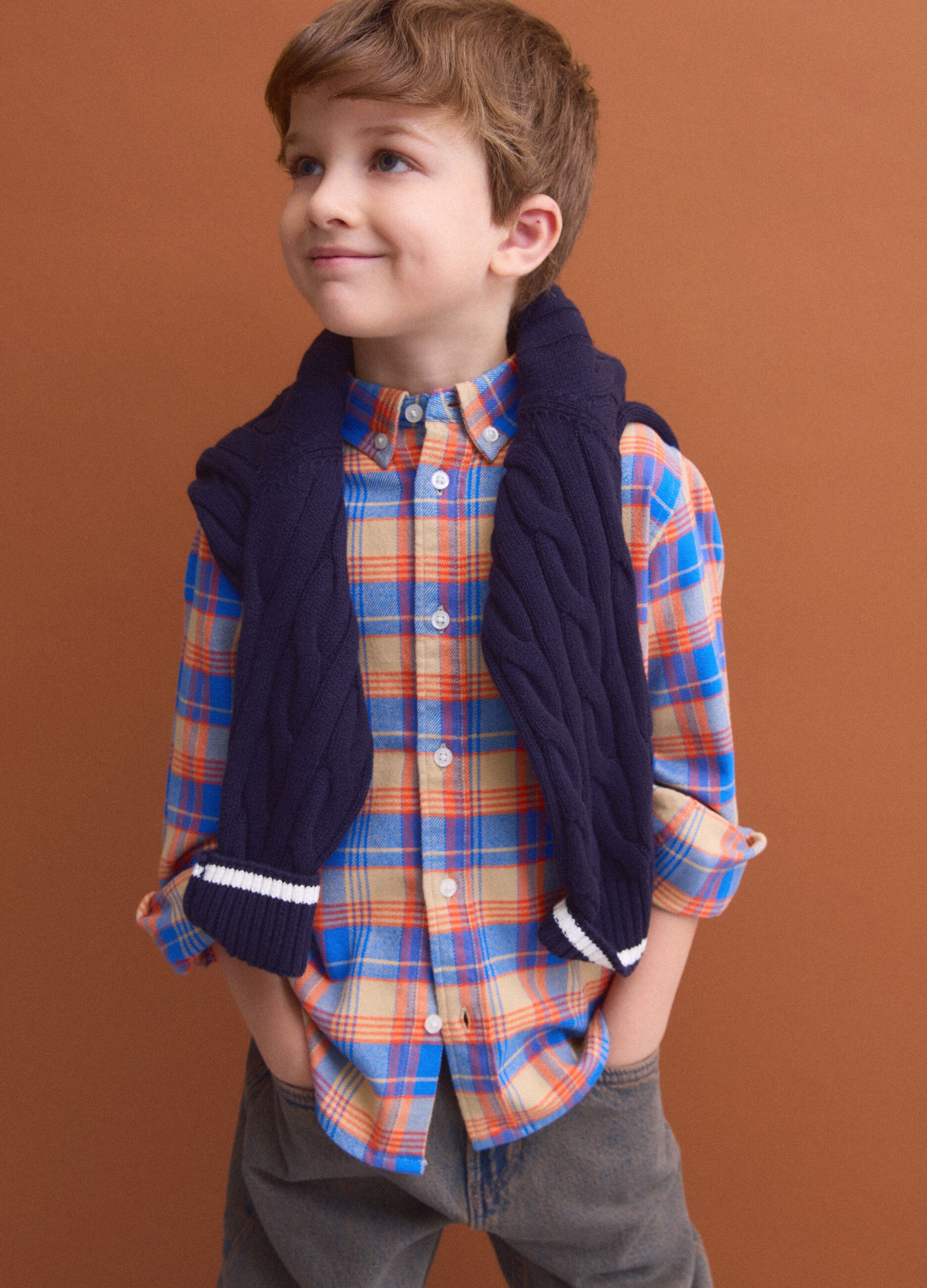 Camicia oxford multicolor a quadri in puro cotone regular fit