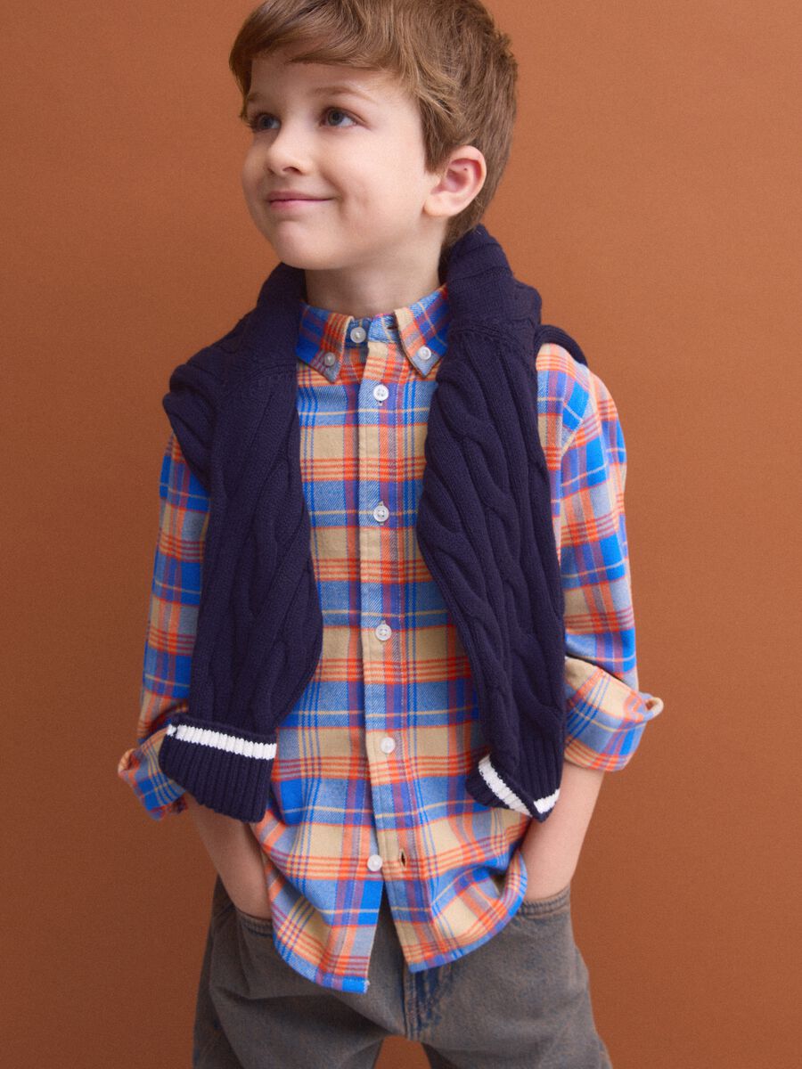 Multicolour pure cotton checked Oxford shirt, regular fit_0