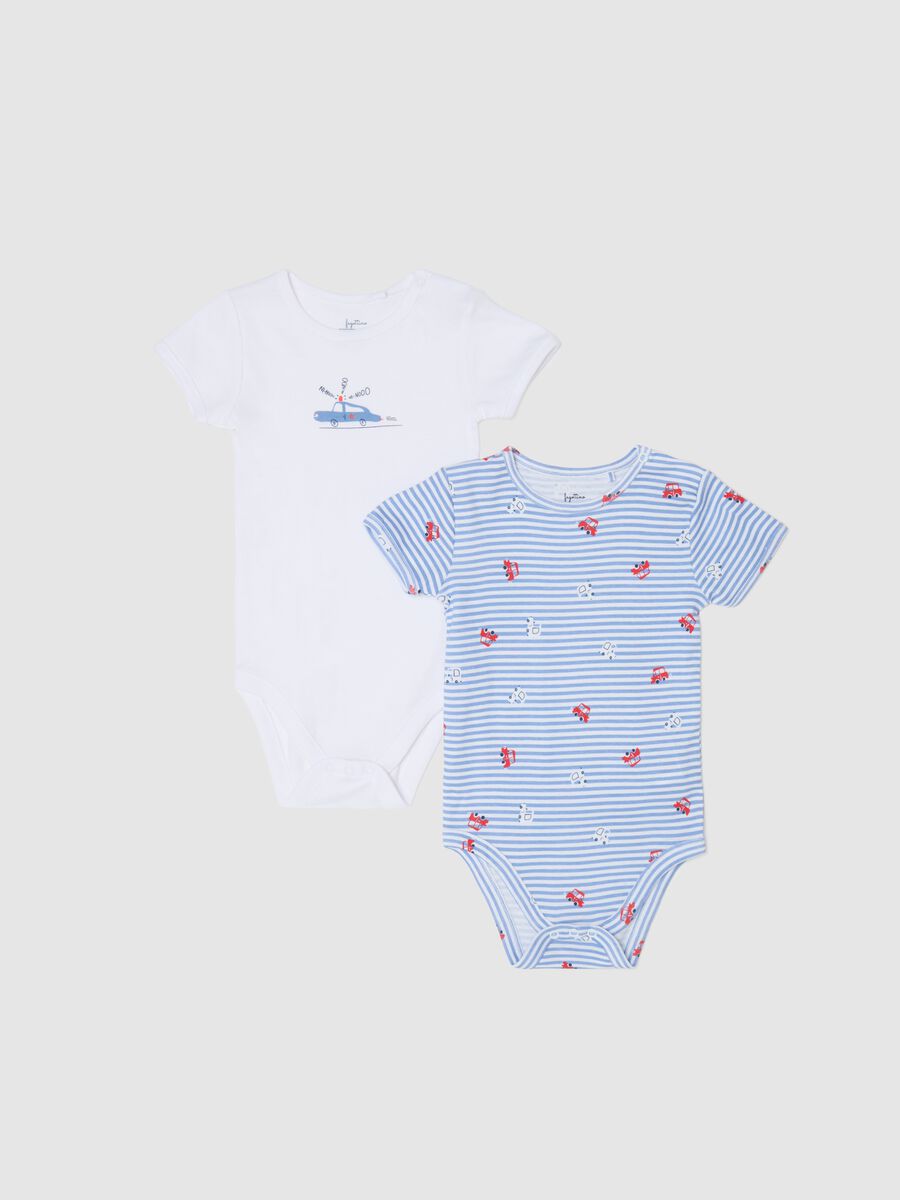 Two-pack cotton bodysuits with cars_0