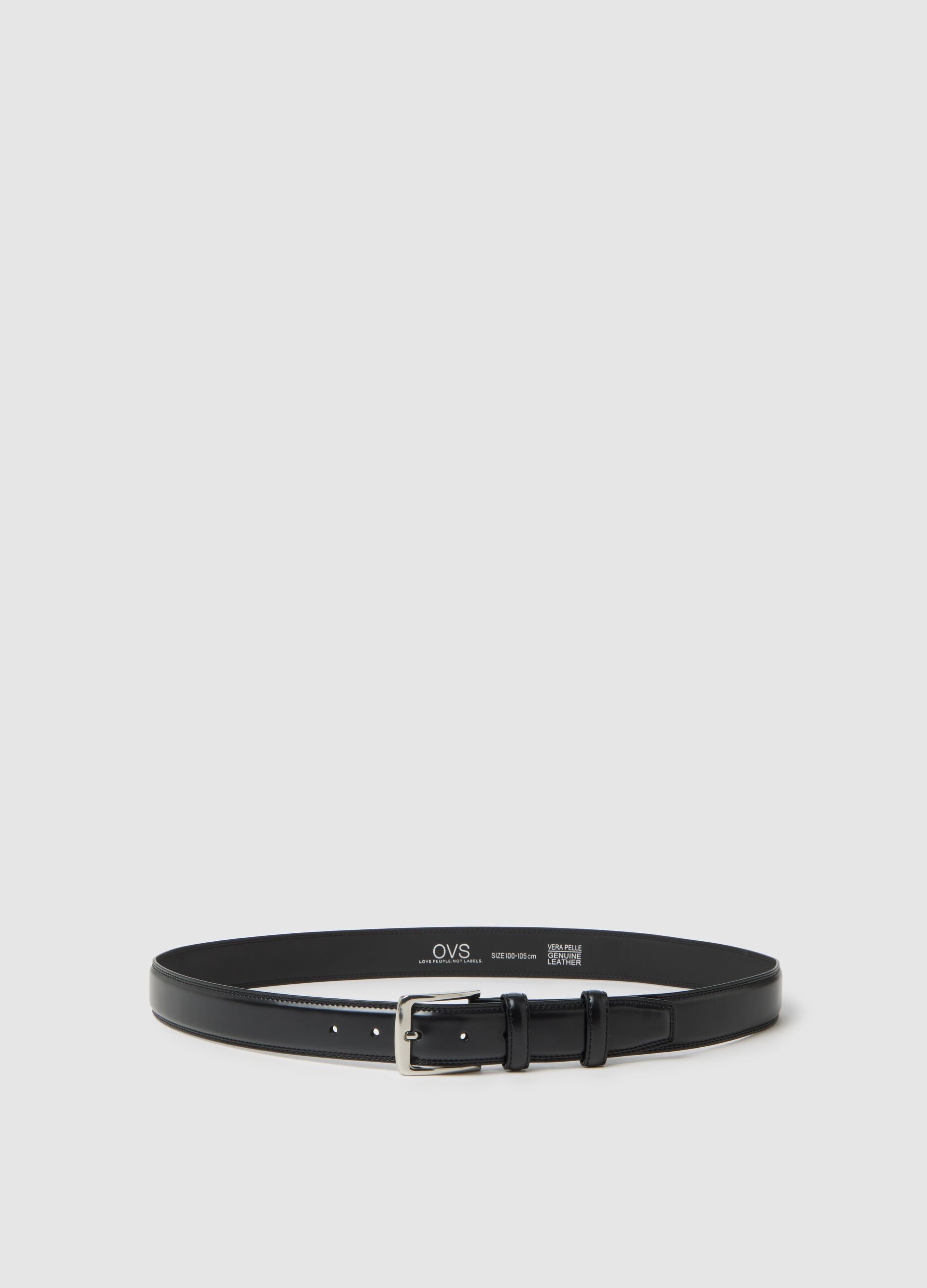 Black genuine leather belt