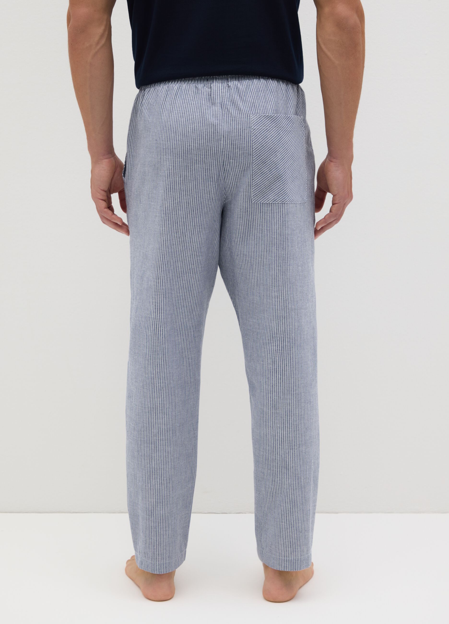 Men's pure cotton blue trousers, regular fit