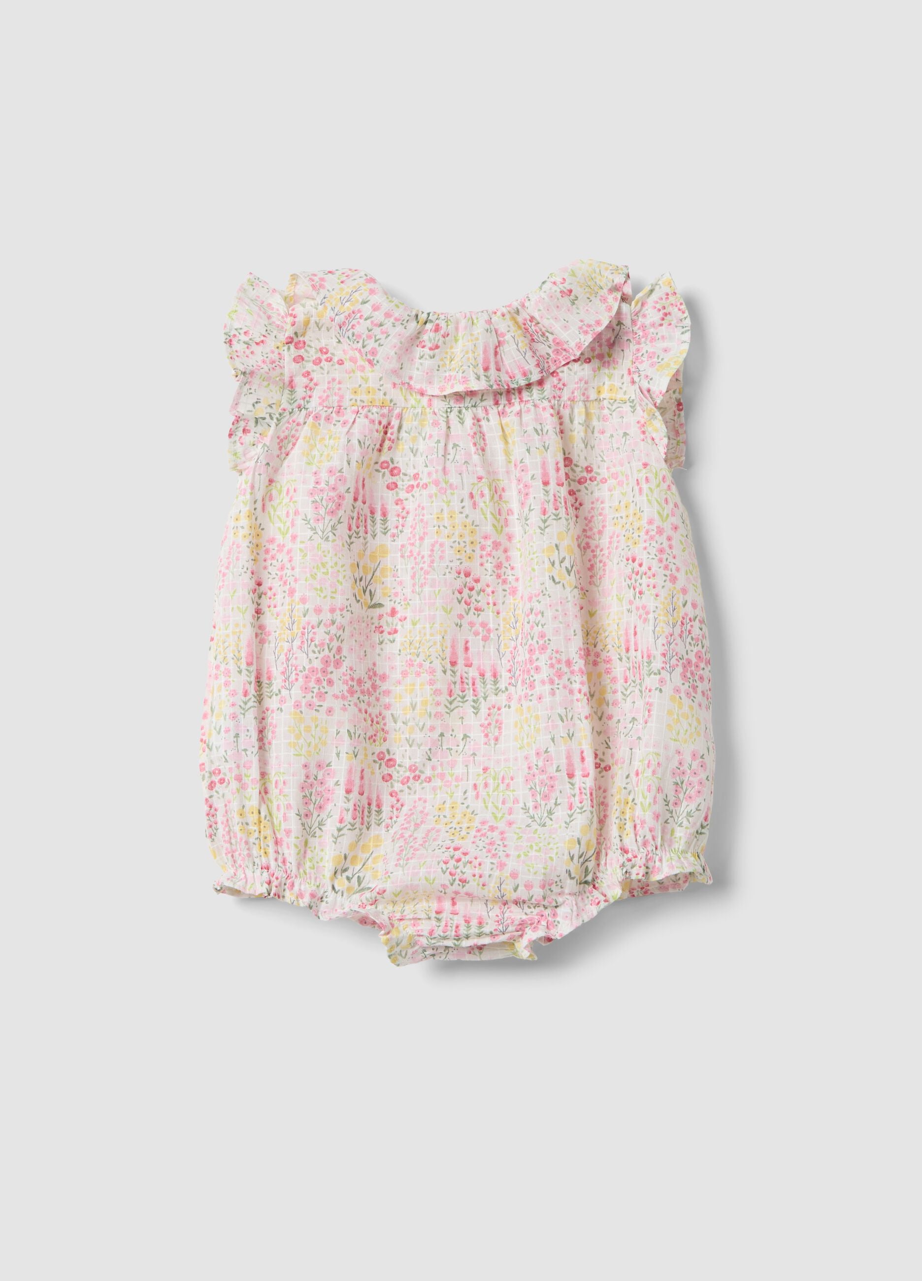 Multicolour pure cotton baby girls&rsquo; romper with floral print