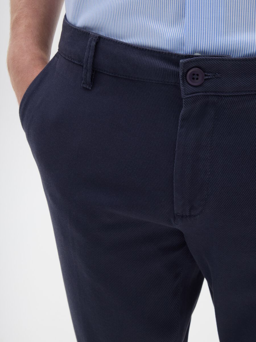 Slim fit blue stretch cotton trousers_3