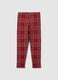 Girls' red check leggings in stretchy cotton_1