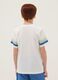 Boys&rsquo; white pure cotton T-shirt with striped sleeves_2