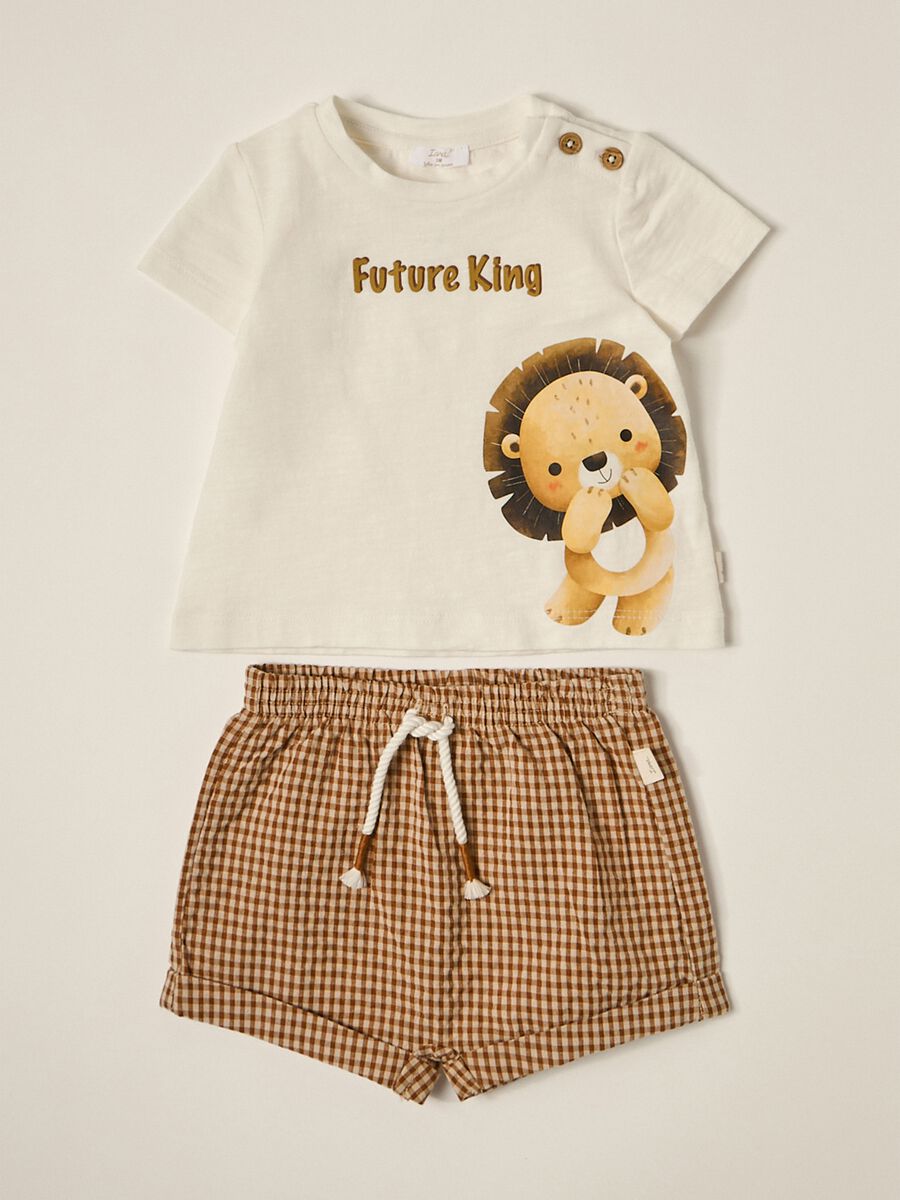 IANA newborn boy T-shirt and shorts set in stretch cotton_0