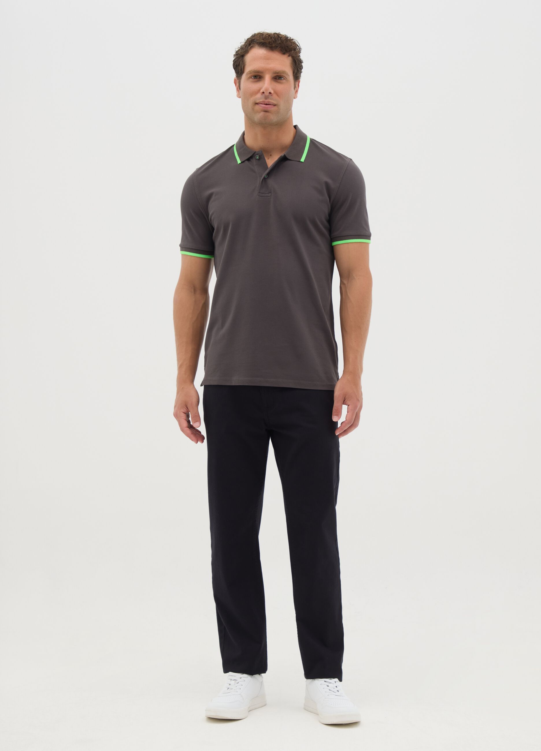 Polo da uomo in cotone elasticizzato multicolor regular fit
