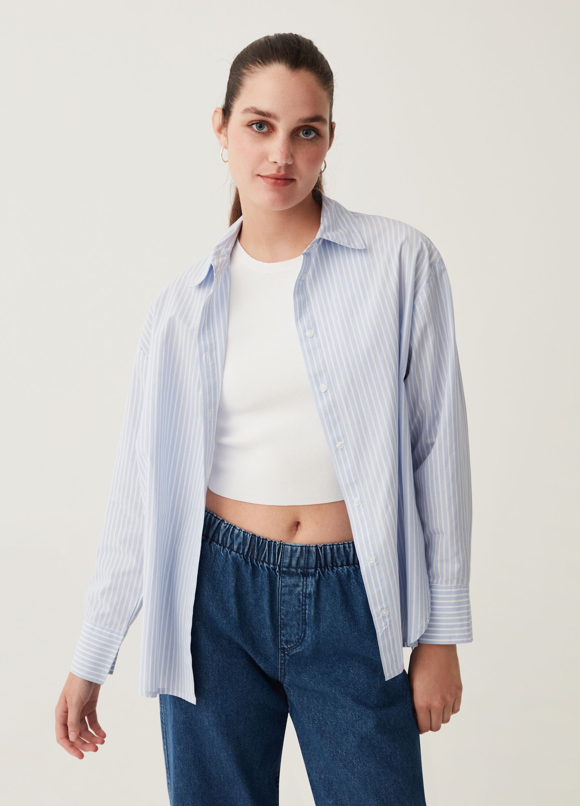 Camicia in popeline a righe_0