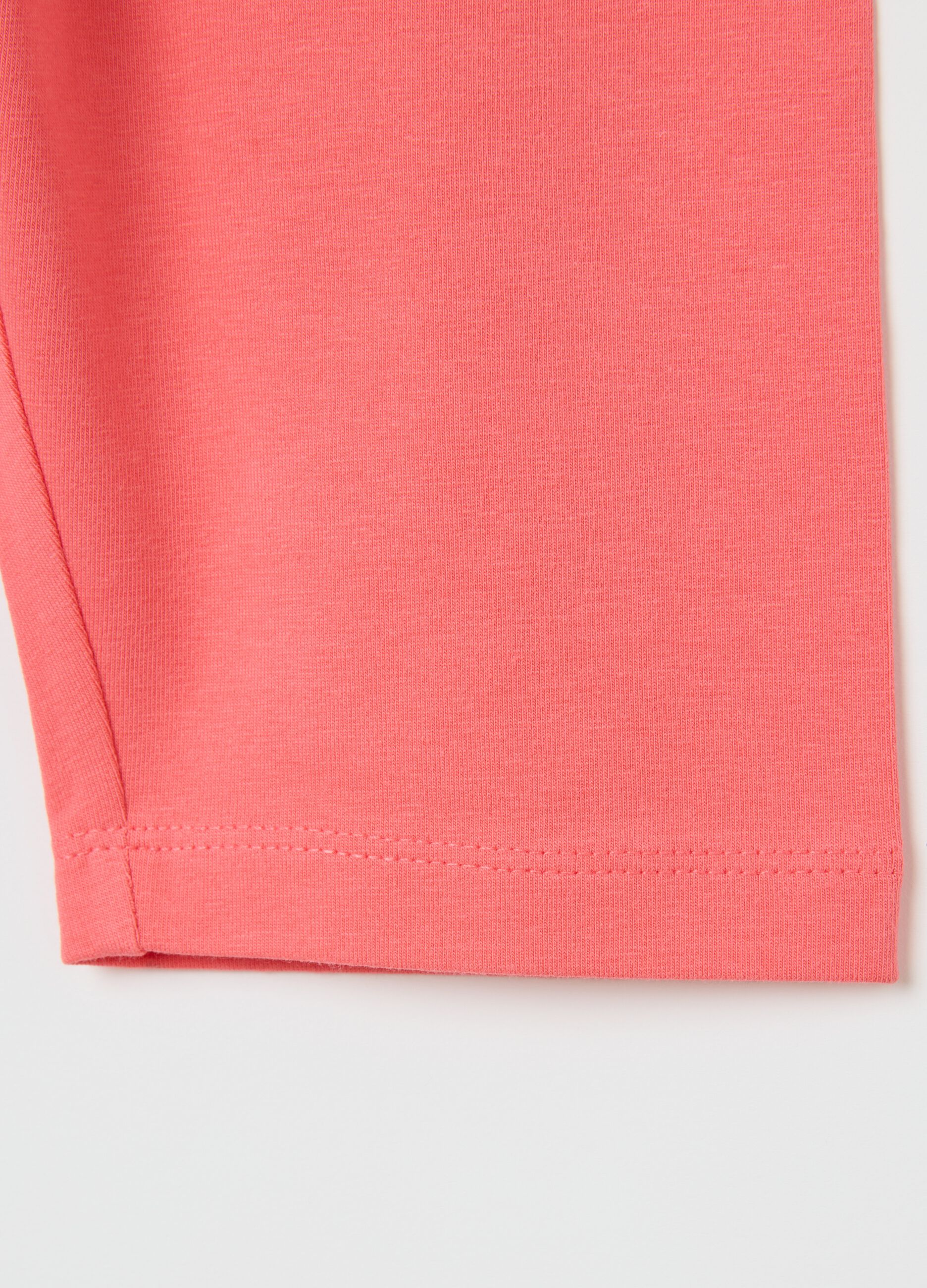 Girls' Pink Stretch Cotton Shorts, Regular Fit