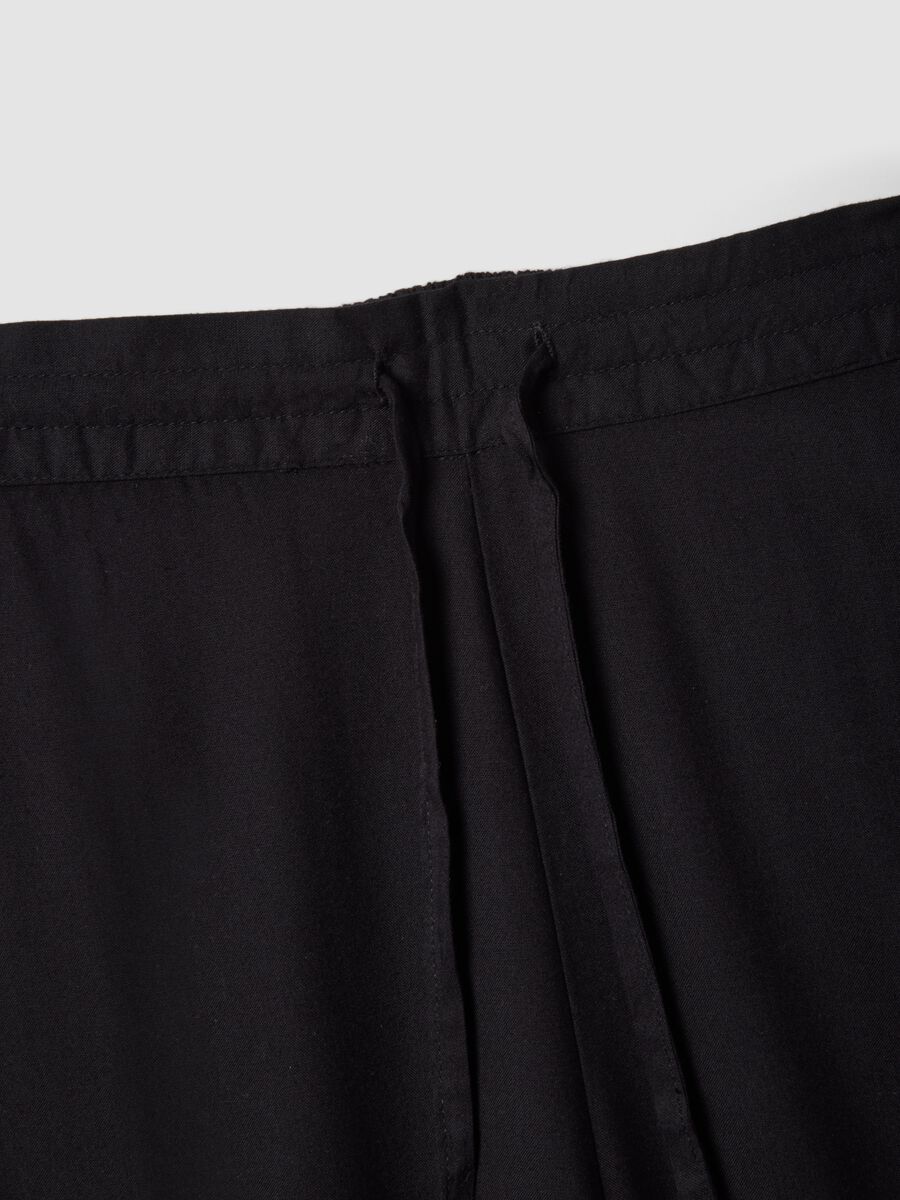 Black pure viscose long trousers_5
