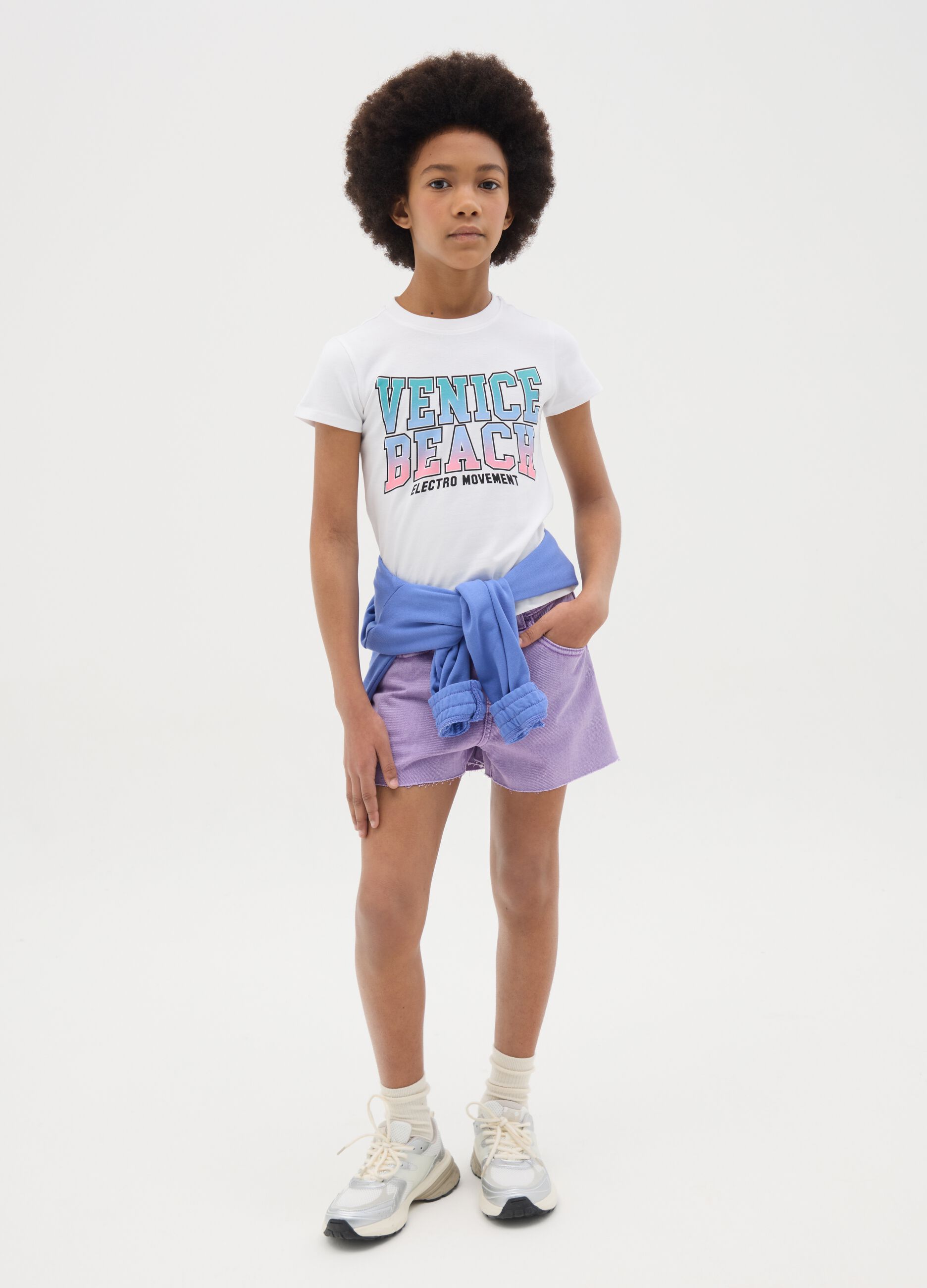OVS Kids Pure Cotton Regular Purple Shorts