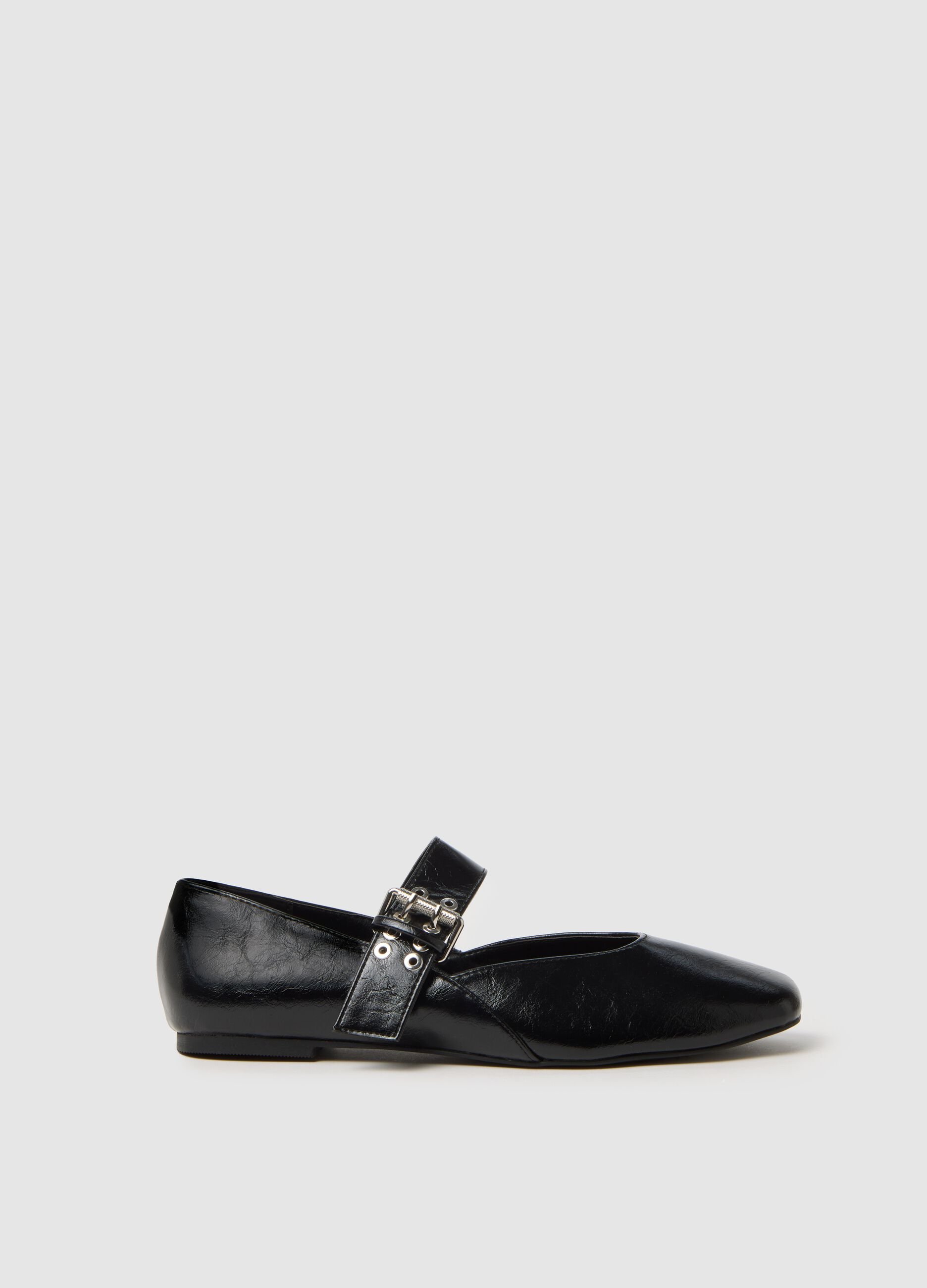 Black ballet flats with buckle