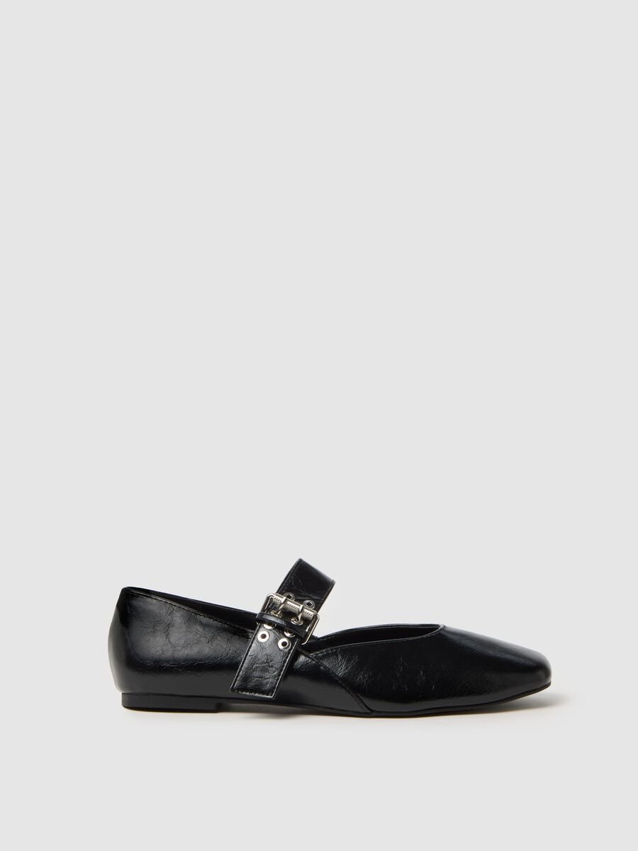 Black ballet flats with buckle_0