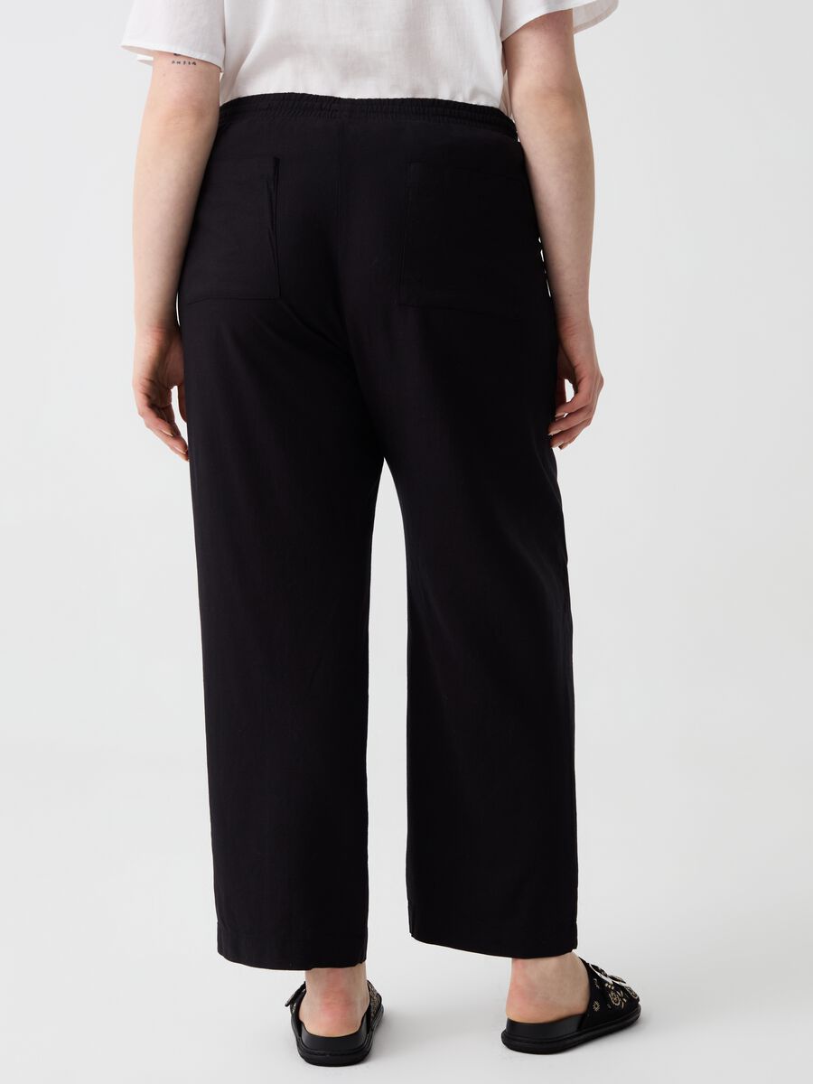 Curvy wide-leg trousers in viscose and linen_2