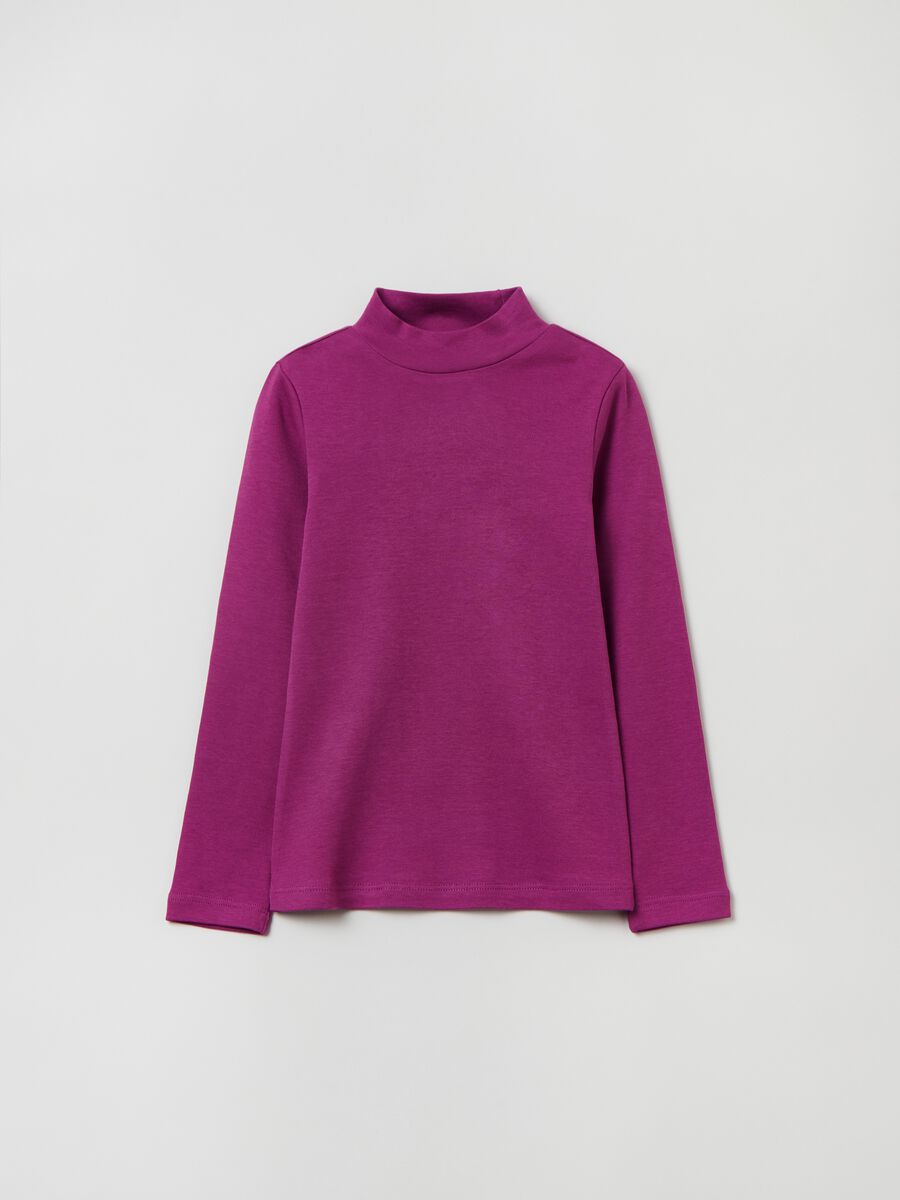 T-shirt a maniche lunghe con collo alto_0