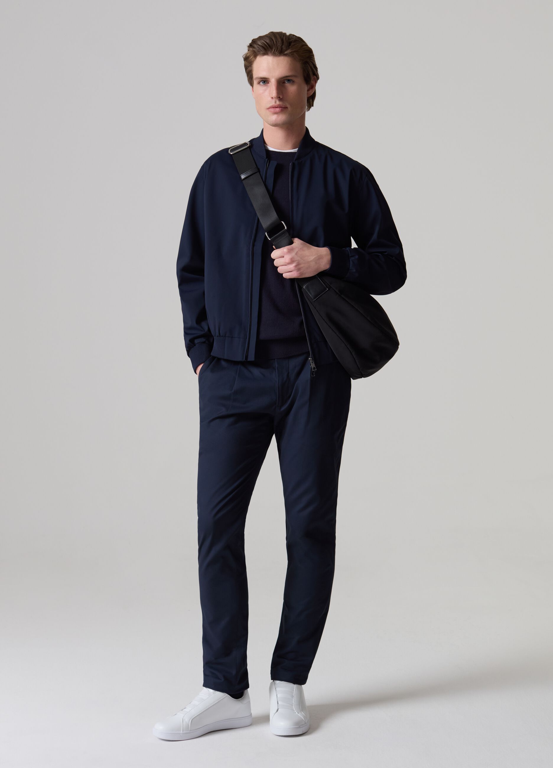 Contemporary chino trousers with darts