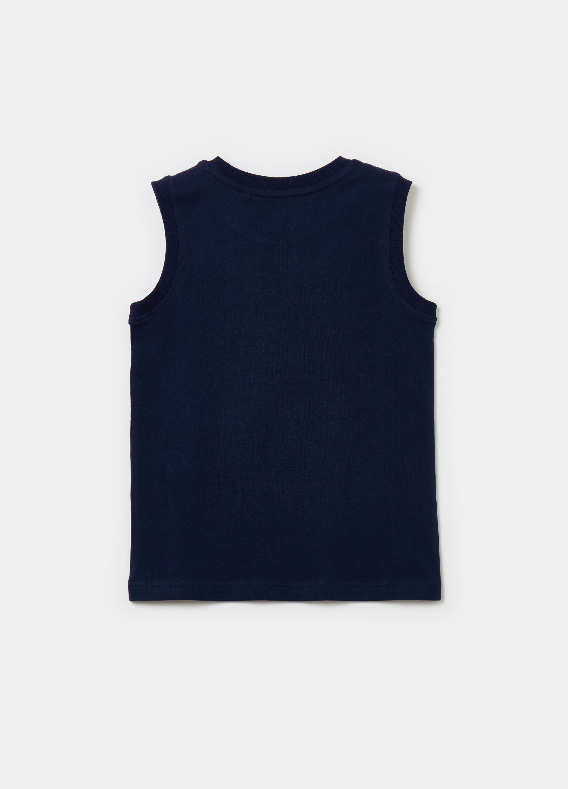 Racerback vest with shark and surf print