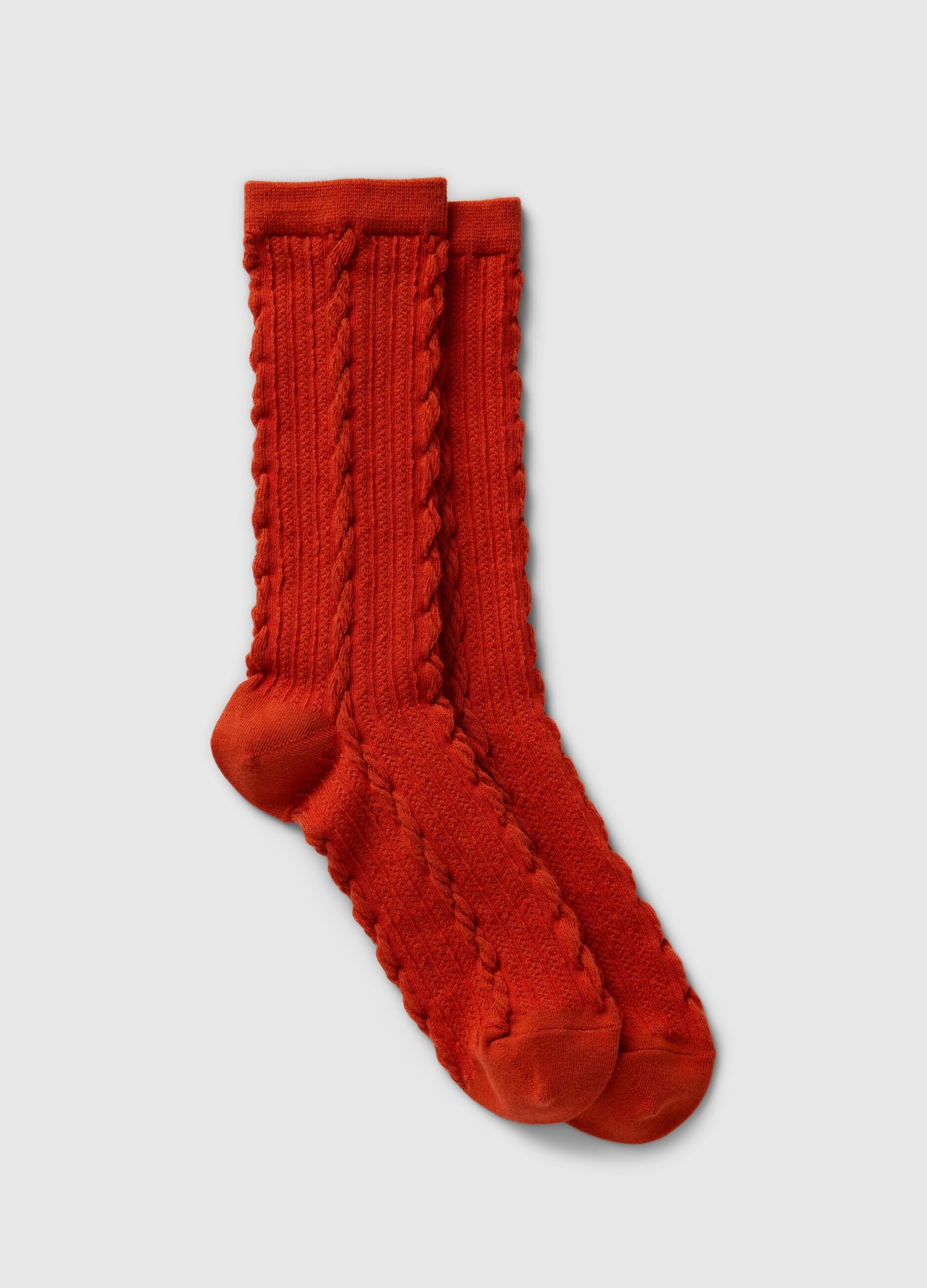 Long cable-knit socks