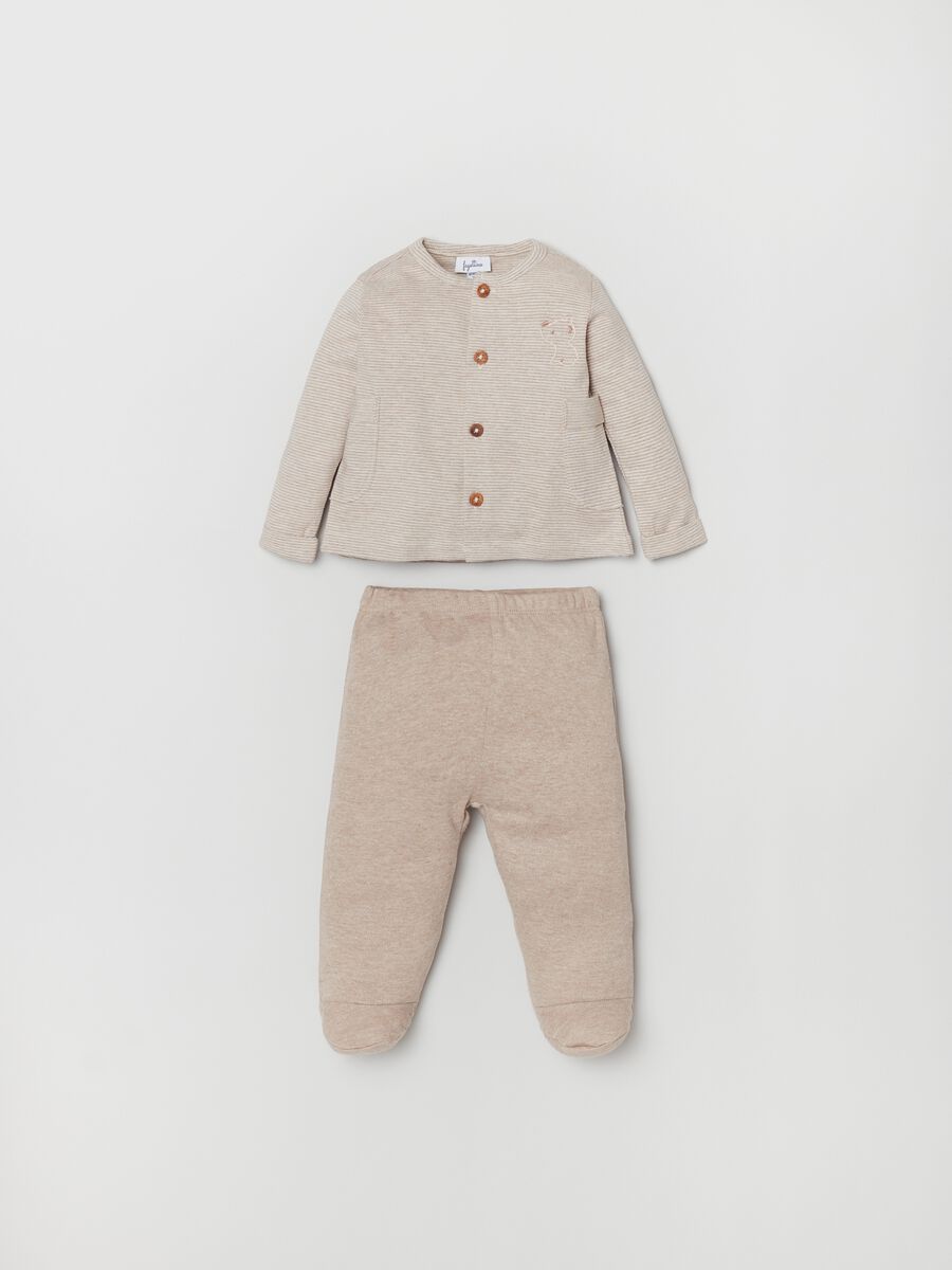 Set t-shirt a righe e ghettine con stampa_0