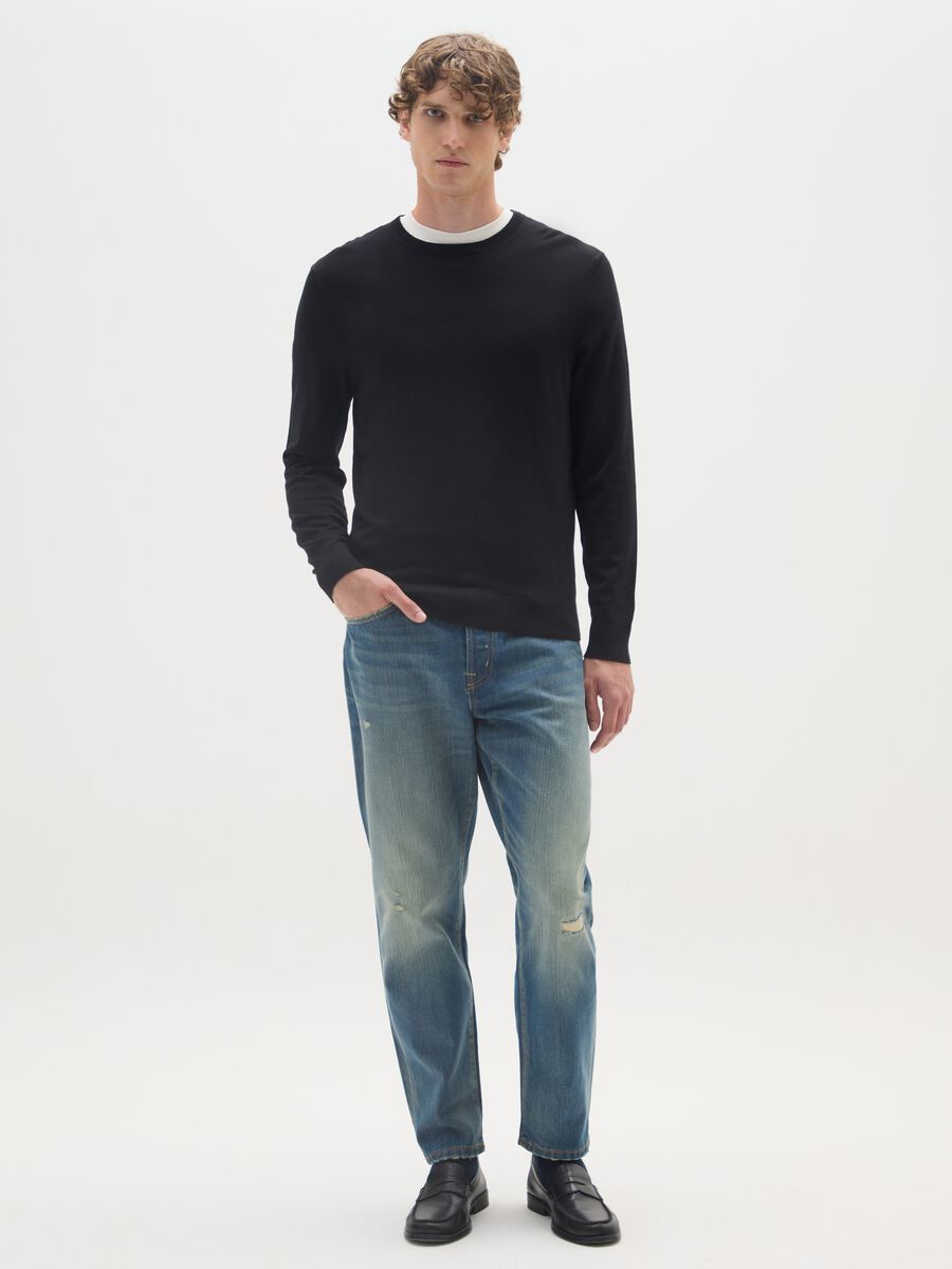 Jeans in puro cotone denim regular tapered_0