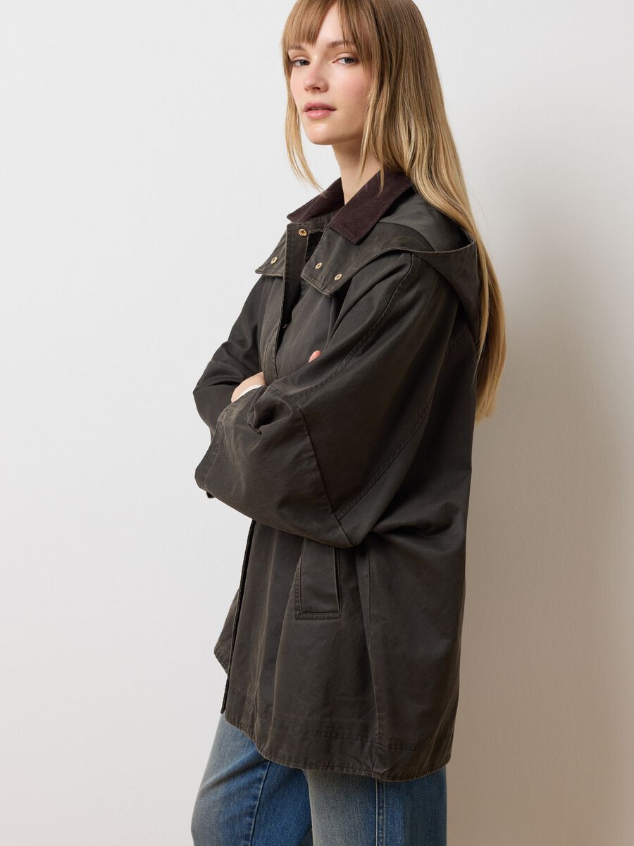 Over fit brown cotton blend jacket_3