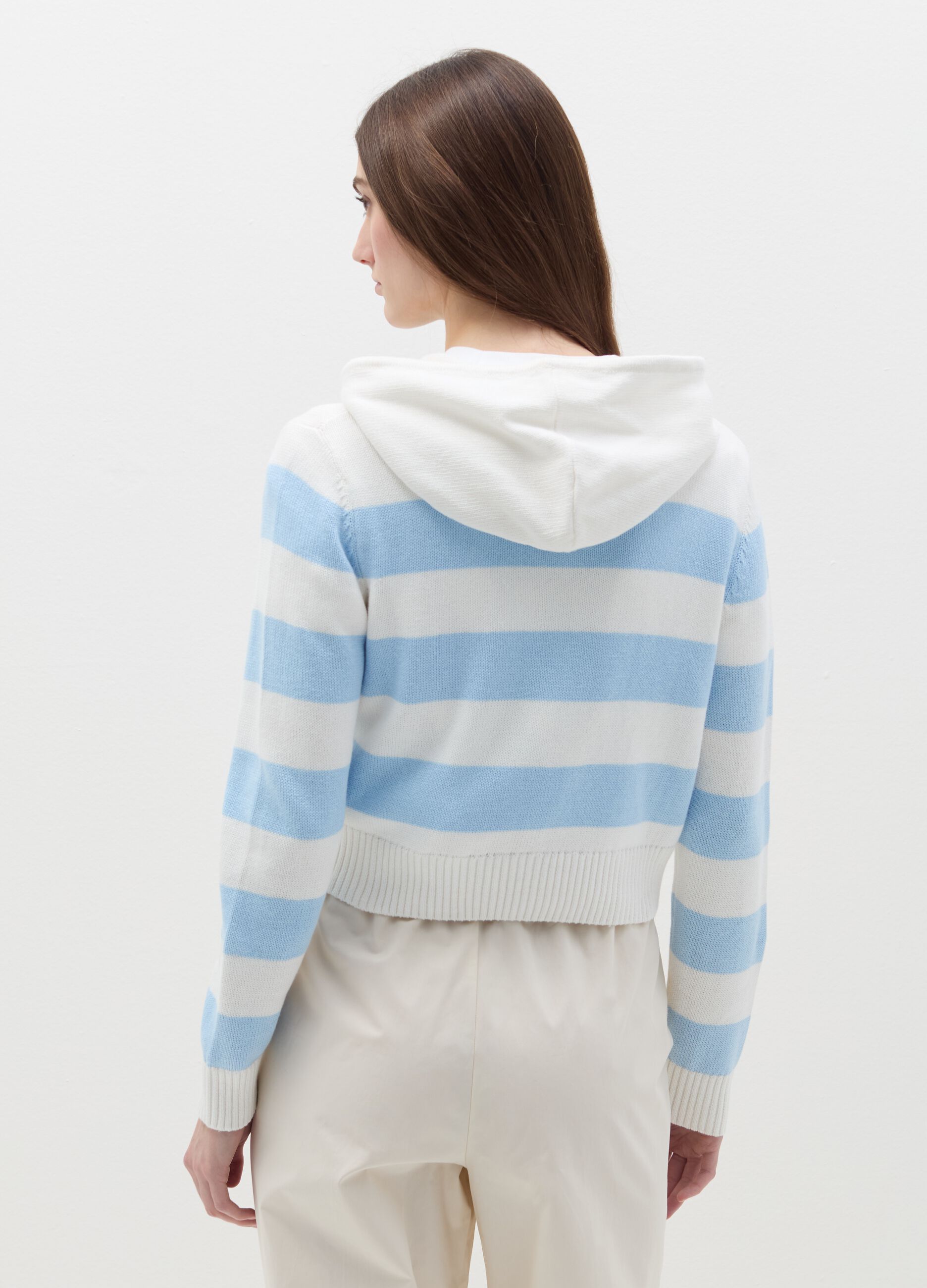 Full-zip cardigan with hood