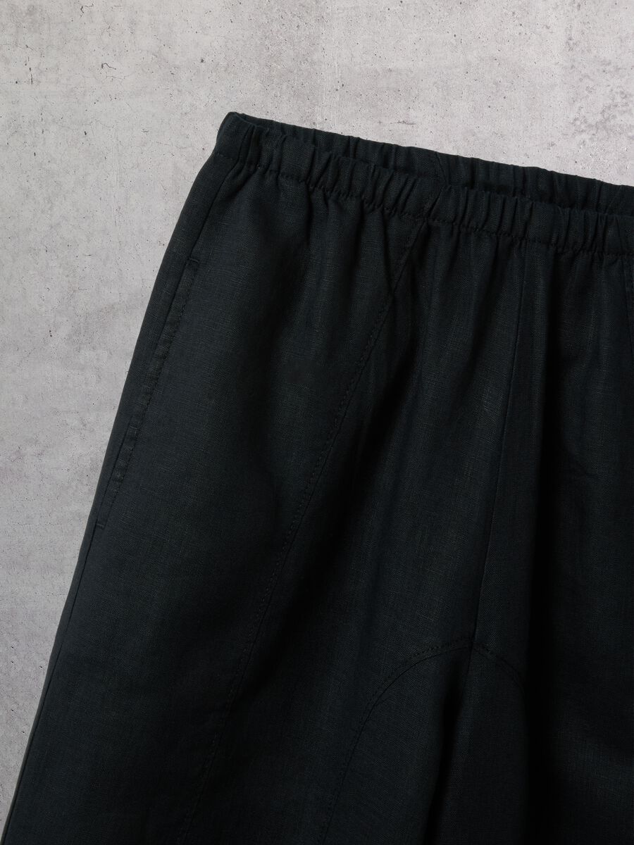100% Linen Wide-Leg Trousers Black_8