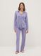 Purple pure viscose pyjamas with V-neck and prints, regular fit_1