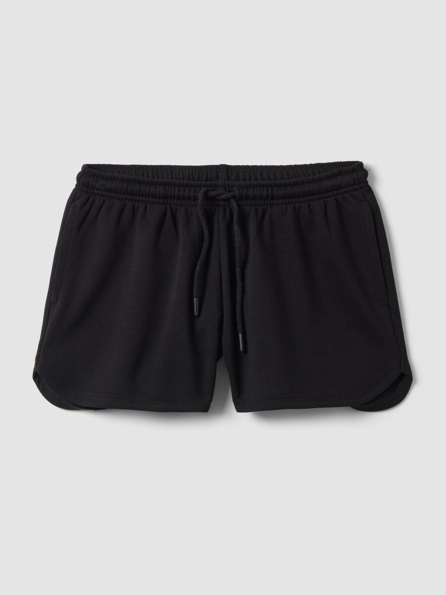 Shorts in misto cotone nero regular fit con coulisse_4
