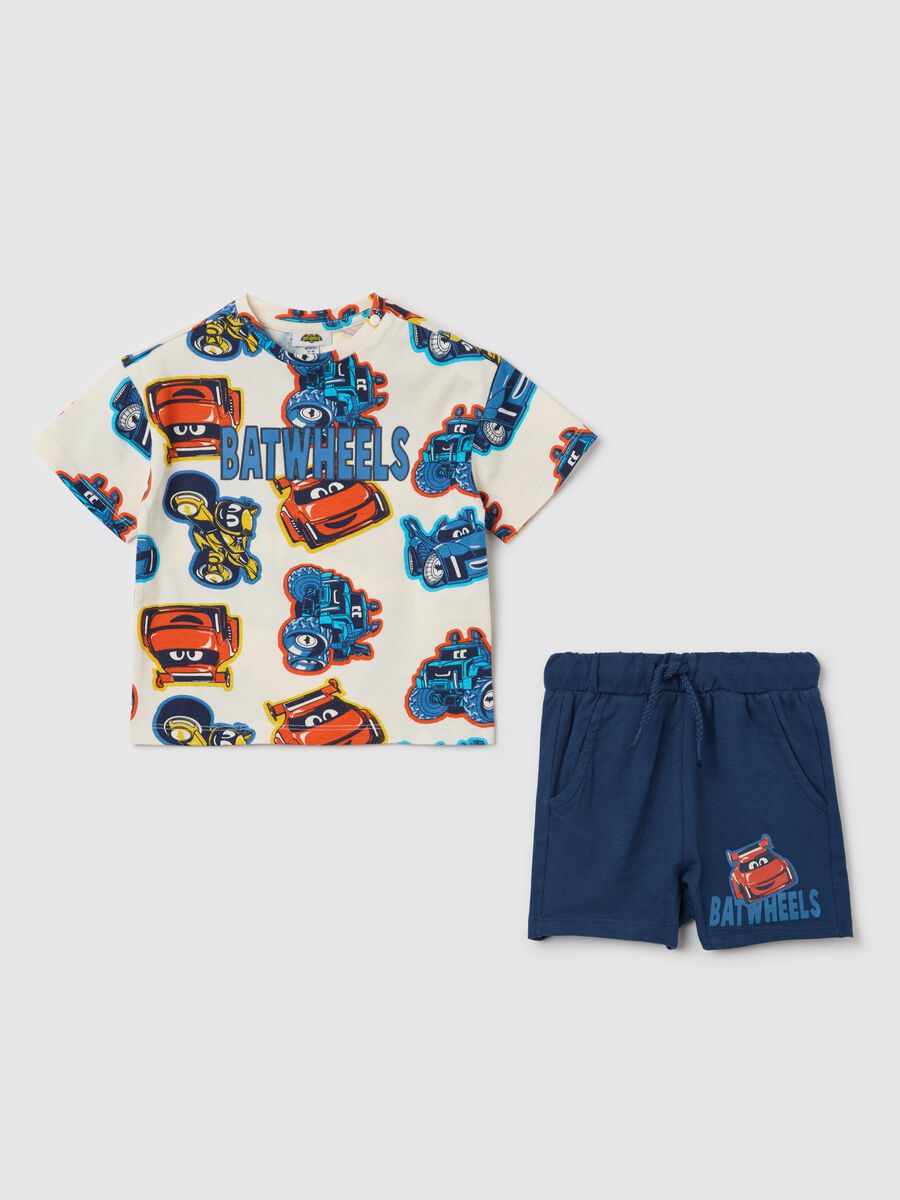 White and blue jogging set in cotton with Batwheels print_0