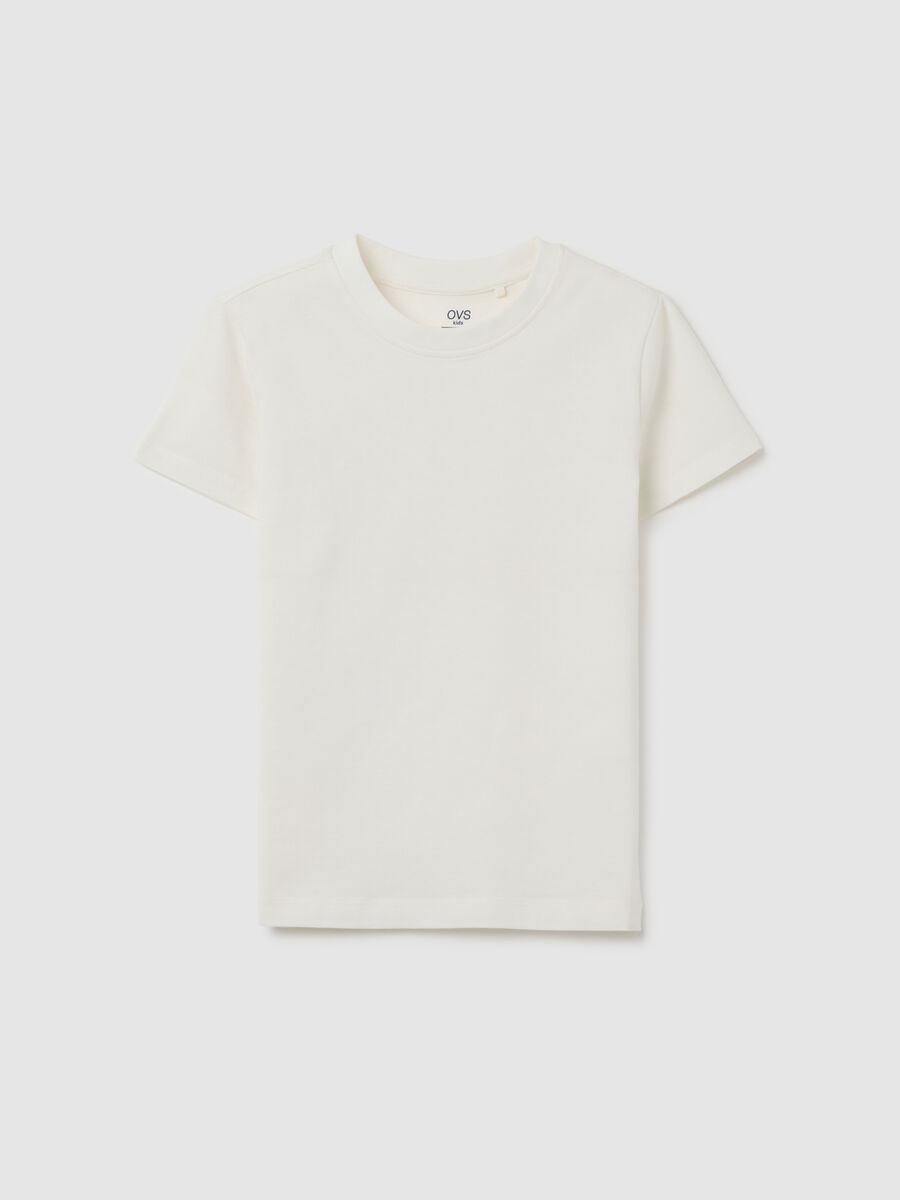 T-shirt da ragazza in cotone elasticizzato bianca fitted_3