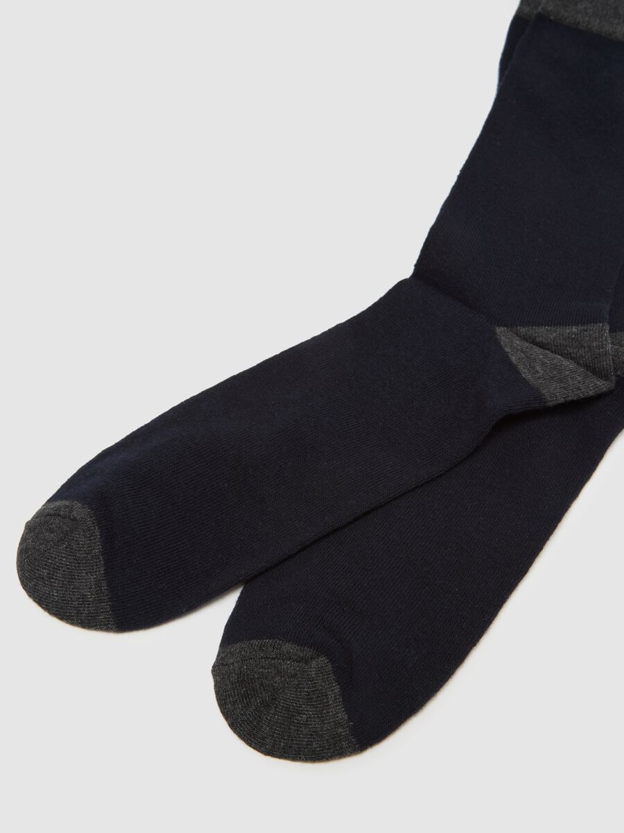 Tripack calze lunghe in misto cotone blu_2