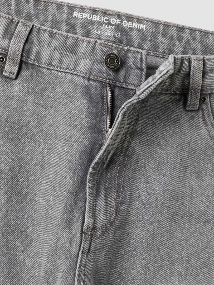 Grey slim-fit jeans in cotton and viscose blend_5