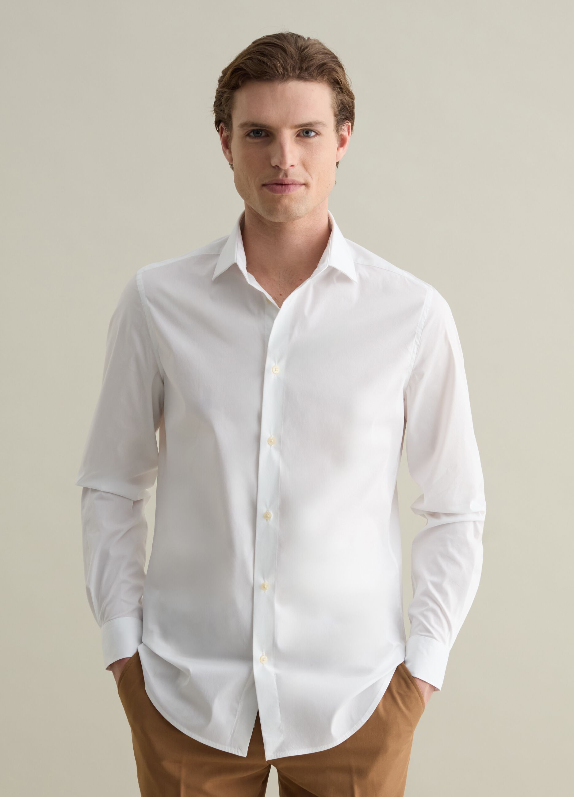 Camicia slim fit stretch tinta unita