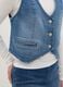 Girls' Slim Fit Blue Stretch Cotton Vest_2