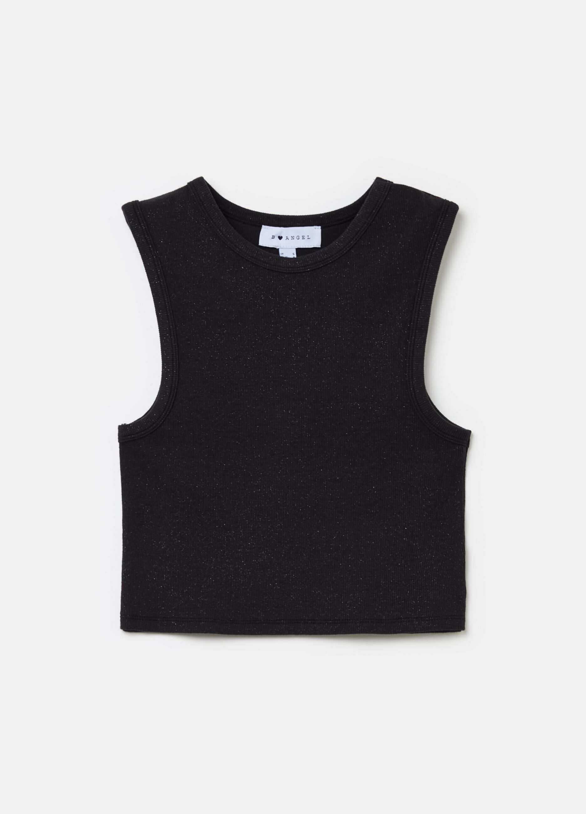B. ANGEL Tank top crop a costine con lurex