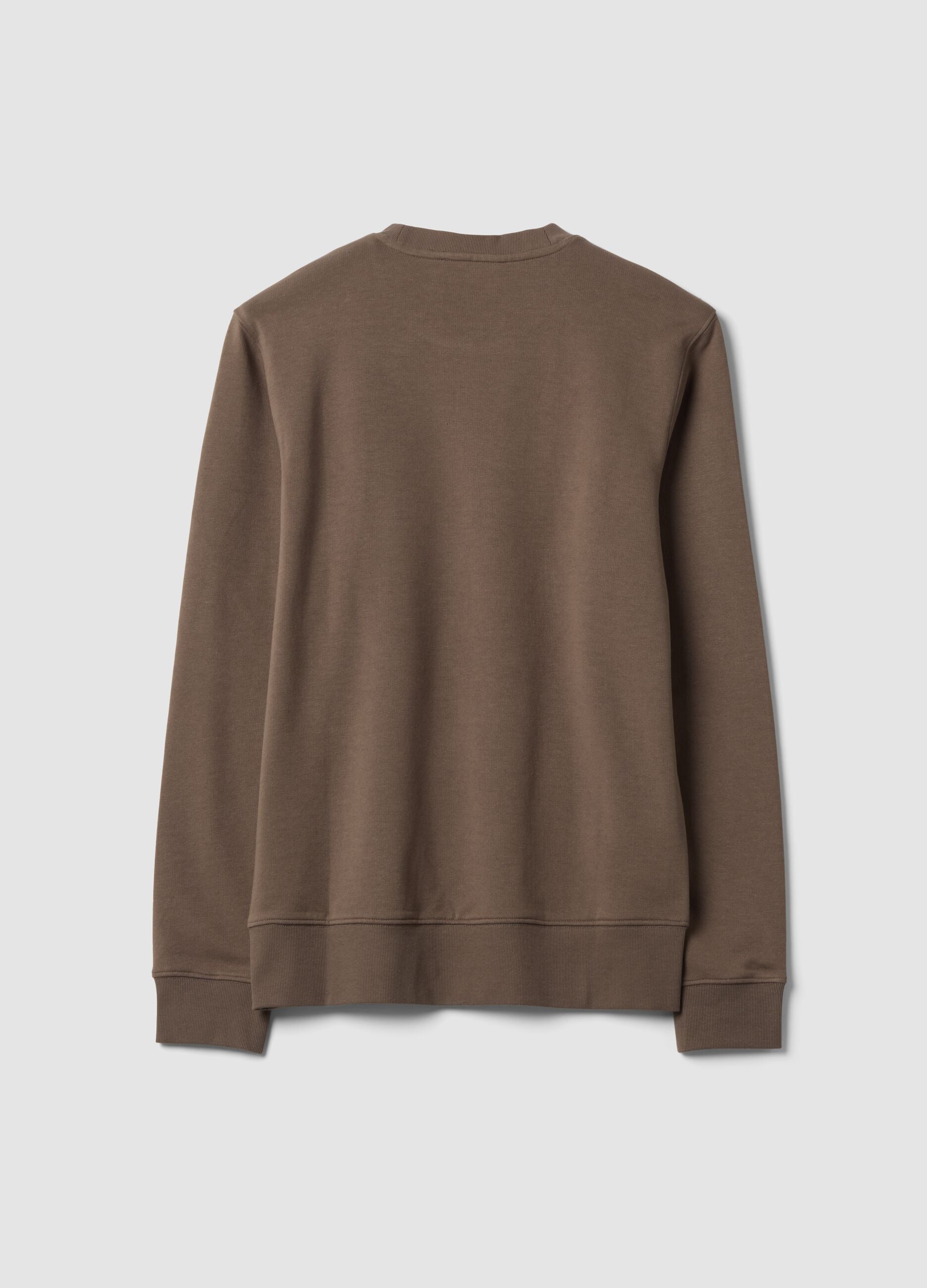 Grey crew-neck cotton-blend sweatshirt, regular fit