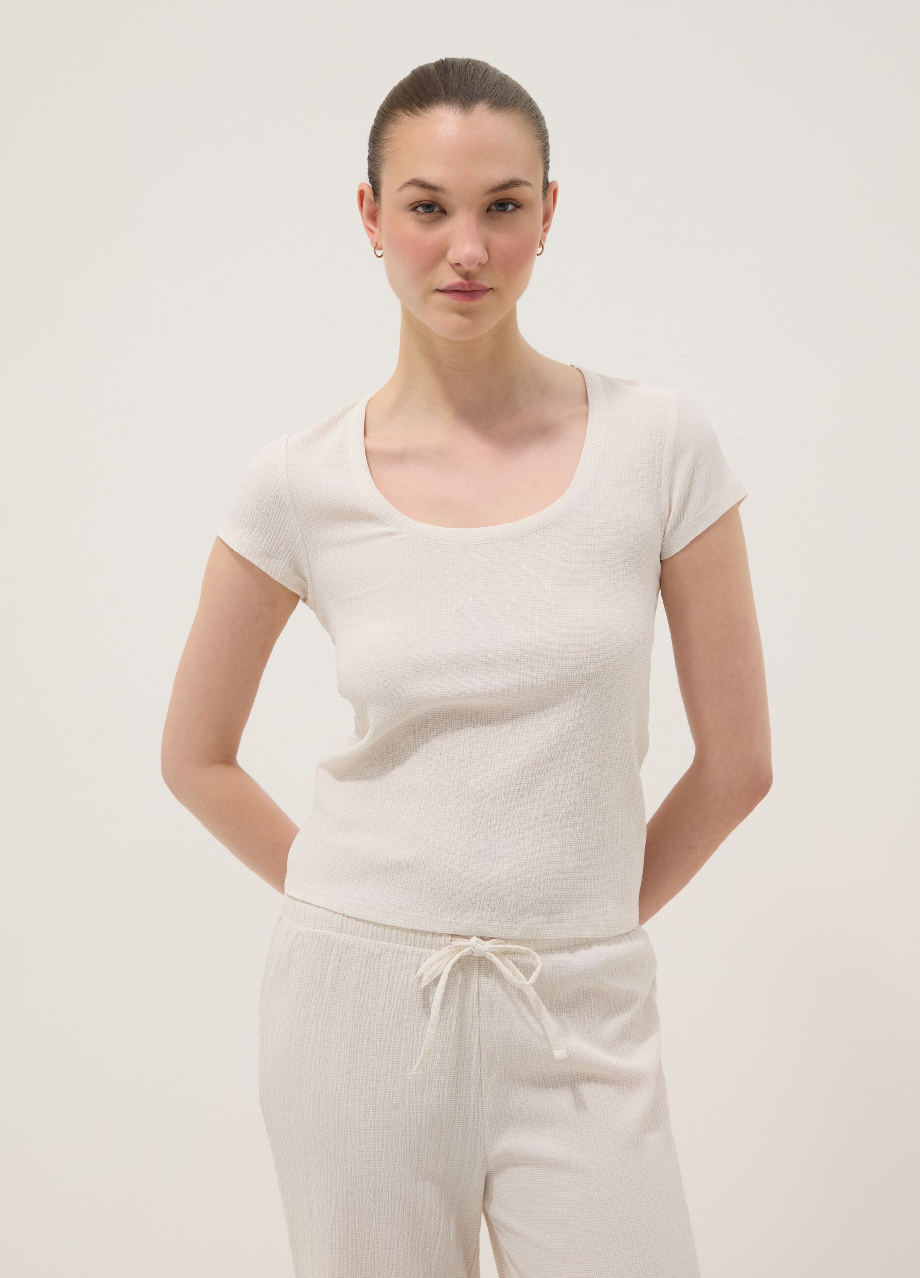 White short-sleeved stretch T-shirt