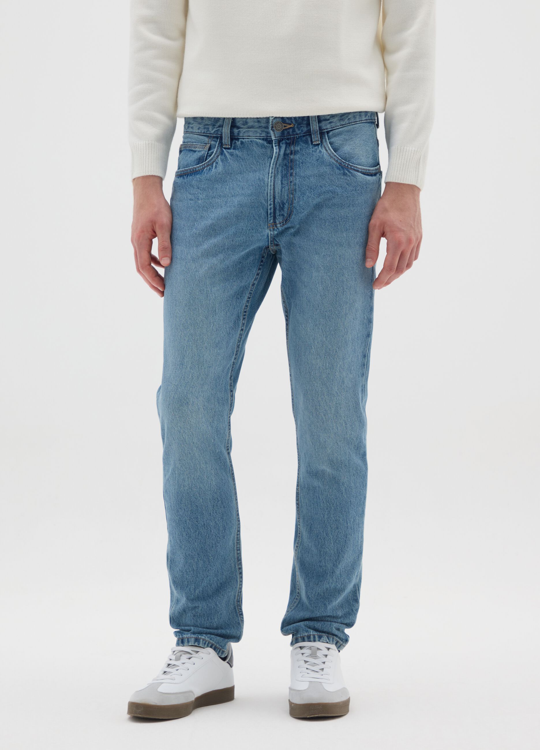 Jeans in puro cotone blu slim fit