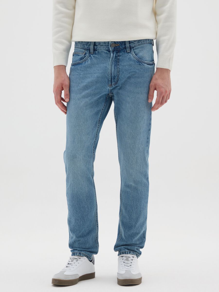Slim Fit Blue Pure Cotton Jeans_1