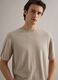 Short-sleeve beige cotton, linen, and silk blend regular fit t-shirt_3