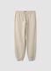 Beige cotton-blend joggers with cuffed hems and drawstring_5